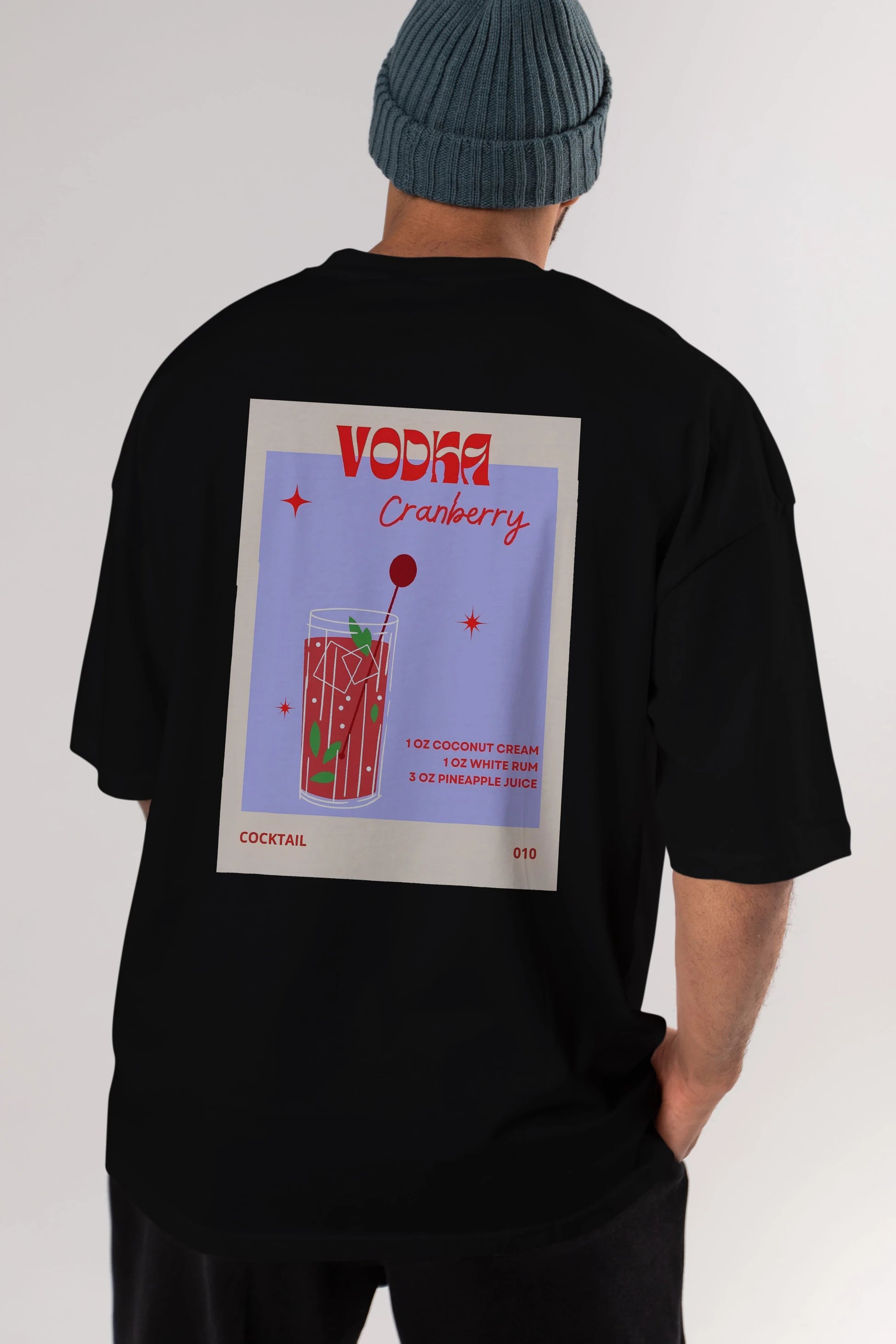 Vodka Cranberry Arka Baskılı Oversize t-shirt Erkek Kadın Unisex %100 Pamuk Bisiklet Yaka tişort