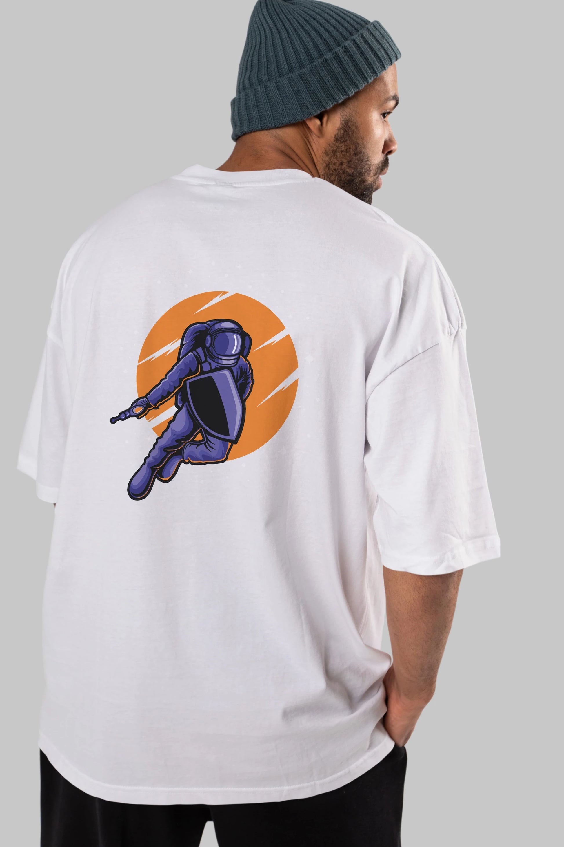 Astro Wars Arka Baskılı Oversize t-shirt Erkek Kadın Unisex