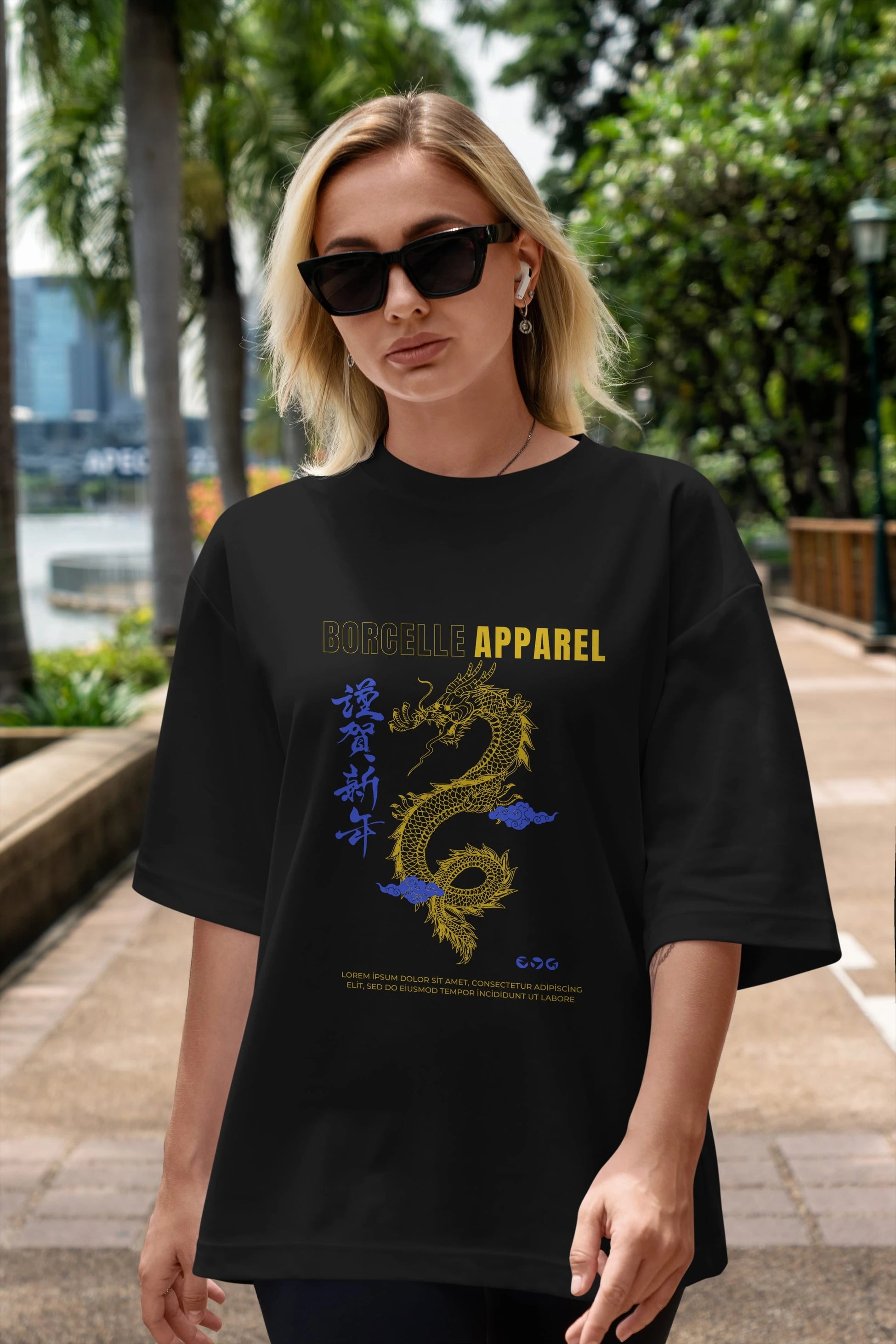 Borcelle Apparel Yazılı Ön Baskılı Oversize t-shirt Erkek Kadın Unisex
