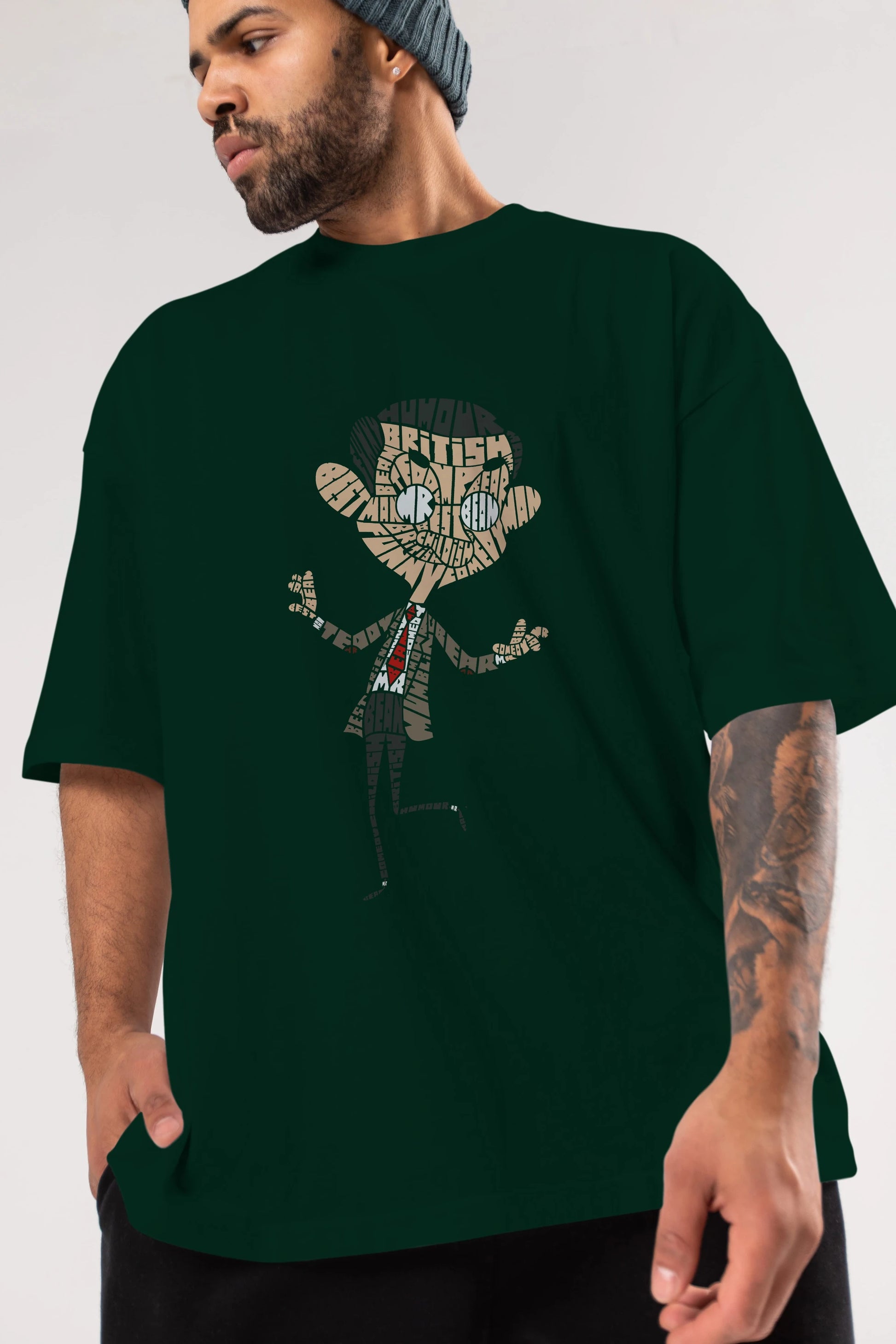 Mr Bean Ön Baskılı Oversize t-shirt %100 pamuk Erkek Kadın Unisex