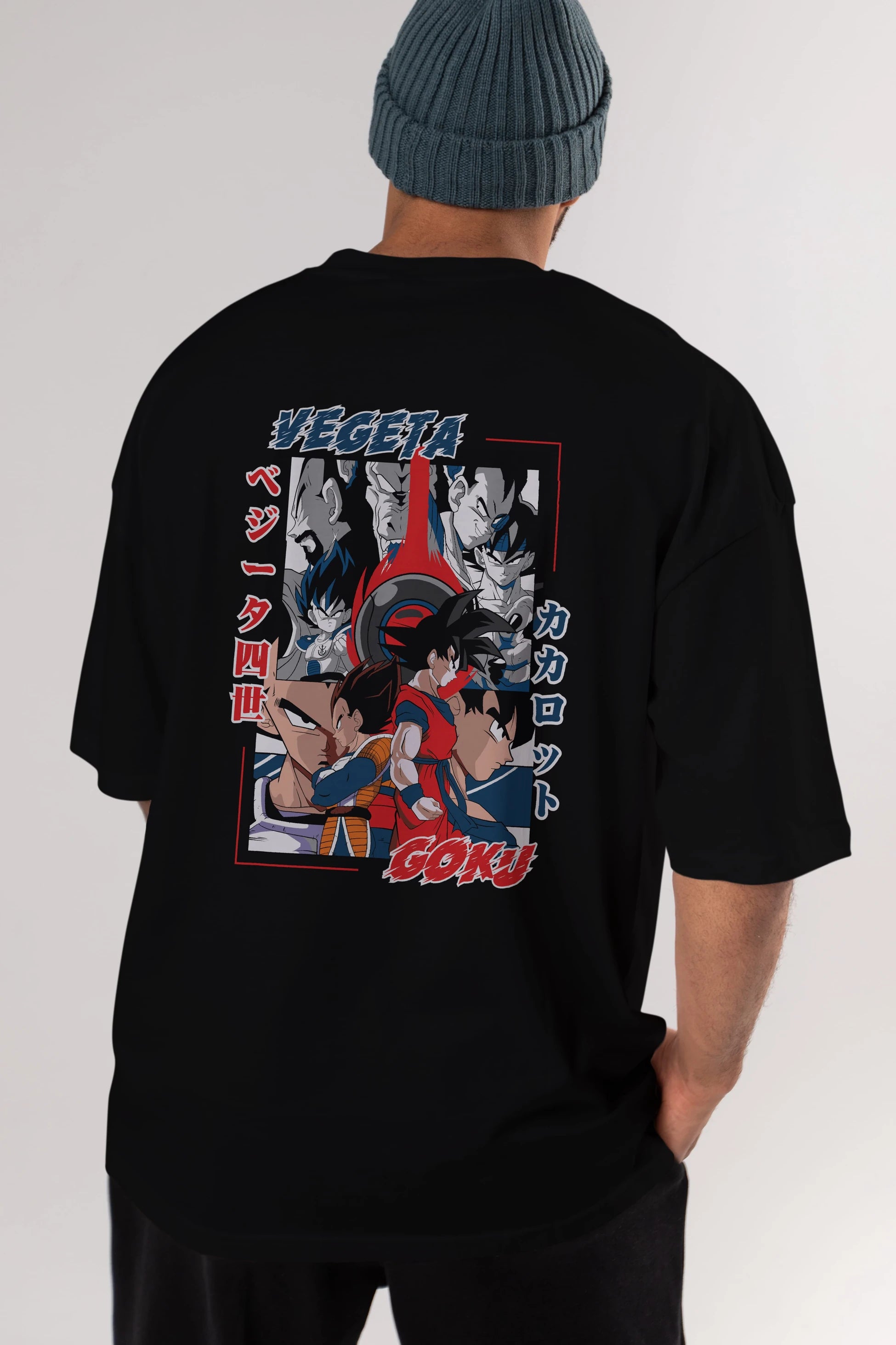 VEGETA VS GOKU Anime Arka Baskılı Oversize t-shirt Erkek Kadın Unisex