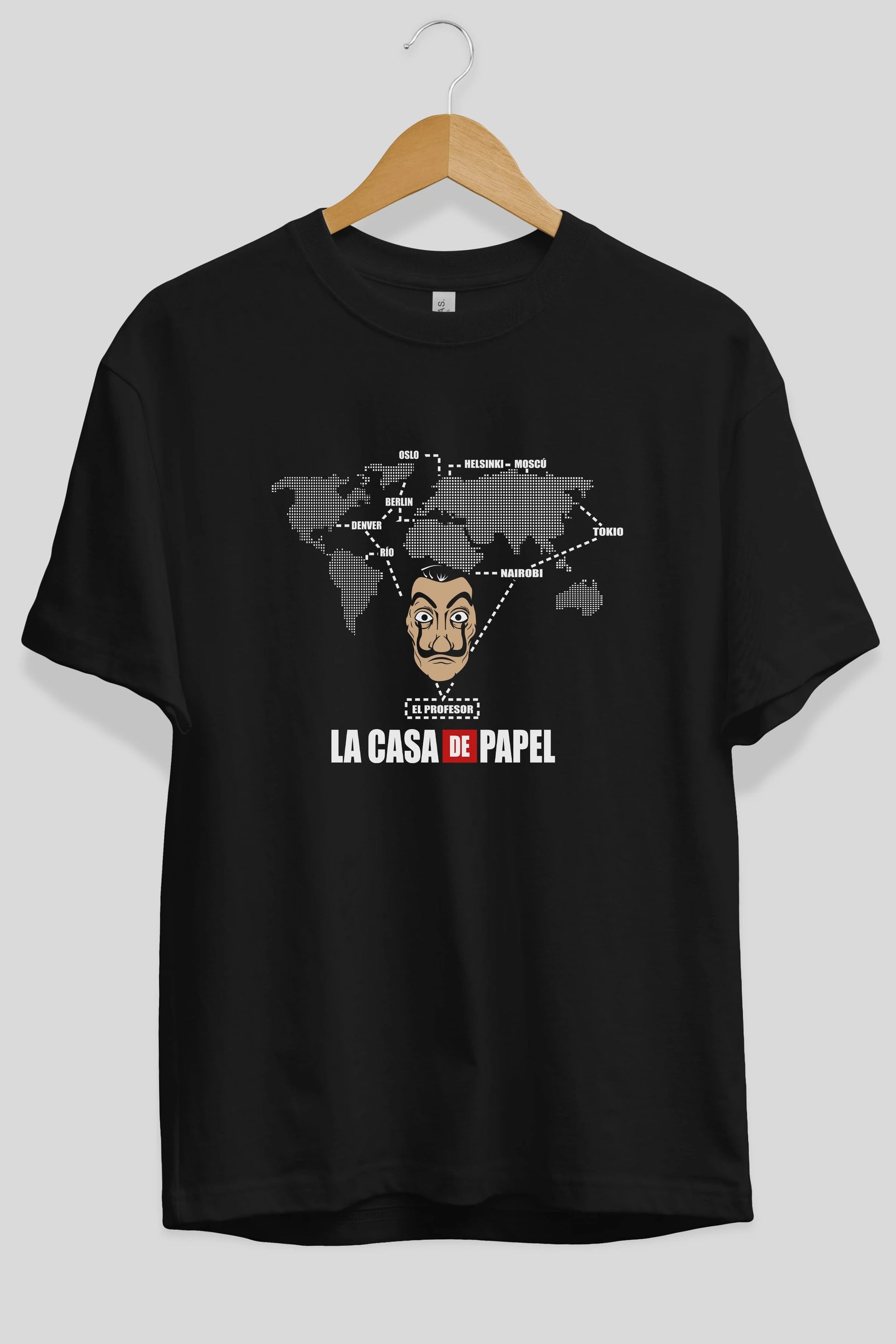 La Casa De Papel Ön Baskılı Oversize t-shirt Erkek Kadın Unisex %100 Pamuk Bisiklet Yaka tişort