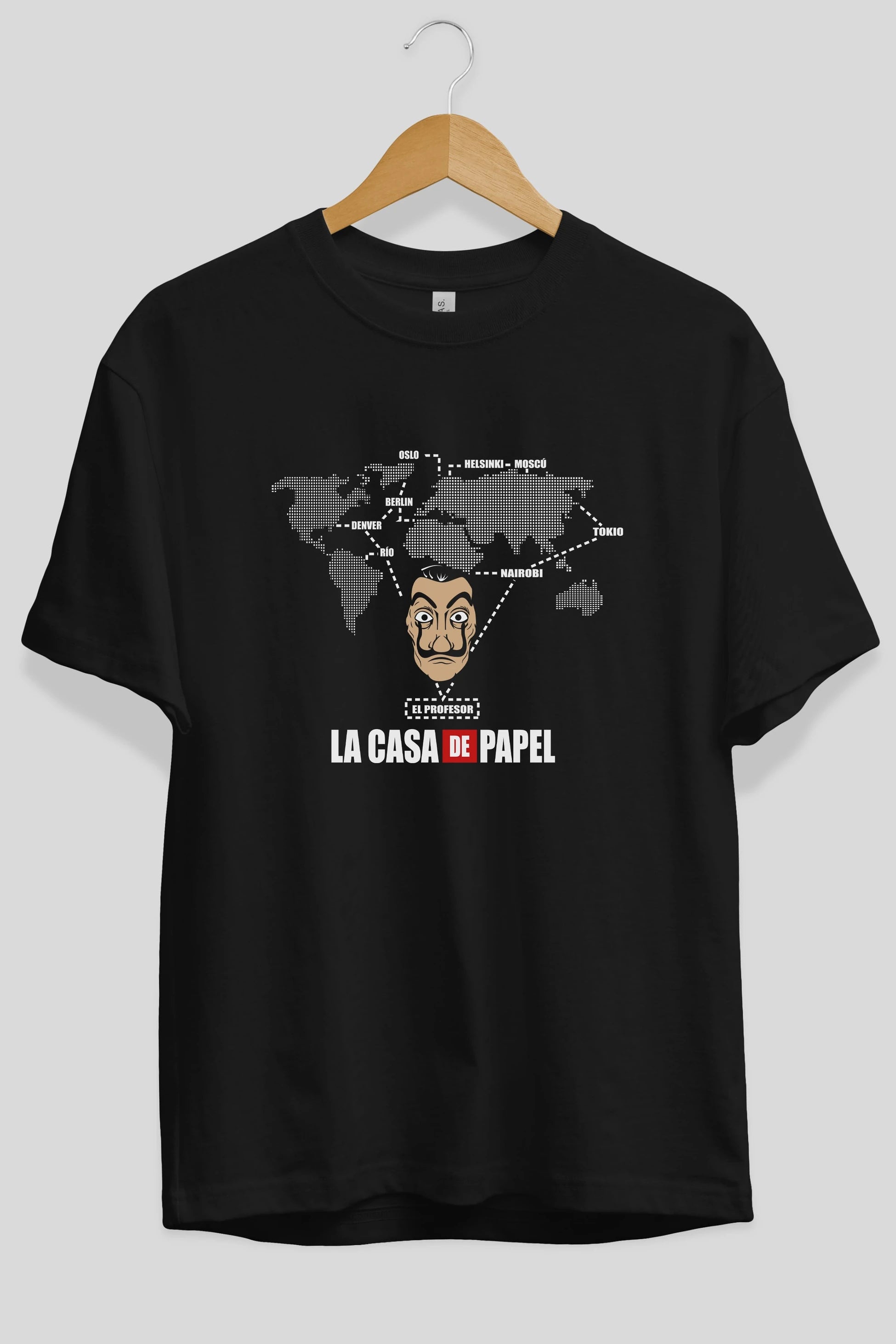 La Casa De Papel Ön Baskılı Oversize t-shirt Erkek Kadın Unisex %100 Pamuk Bisiklet Yaka tişort