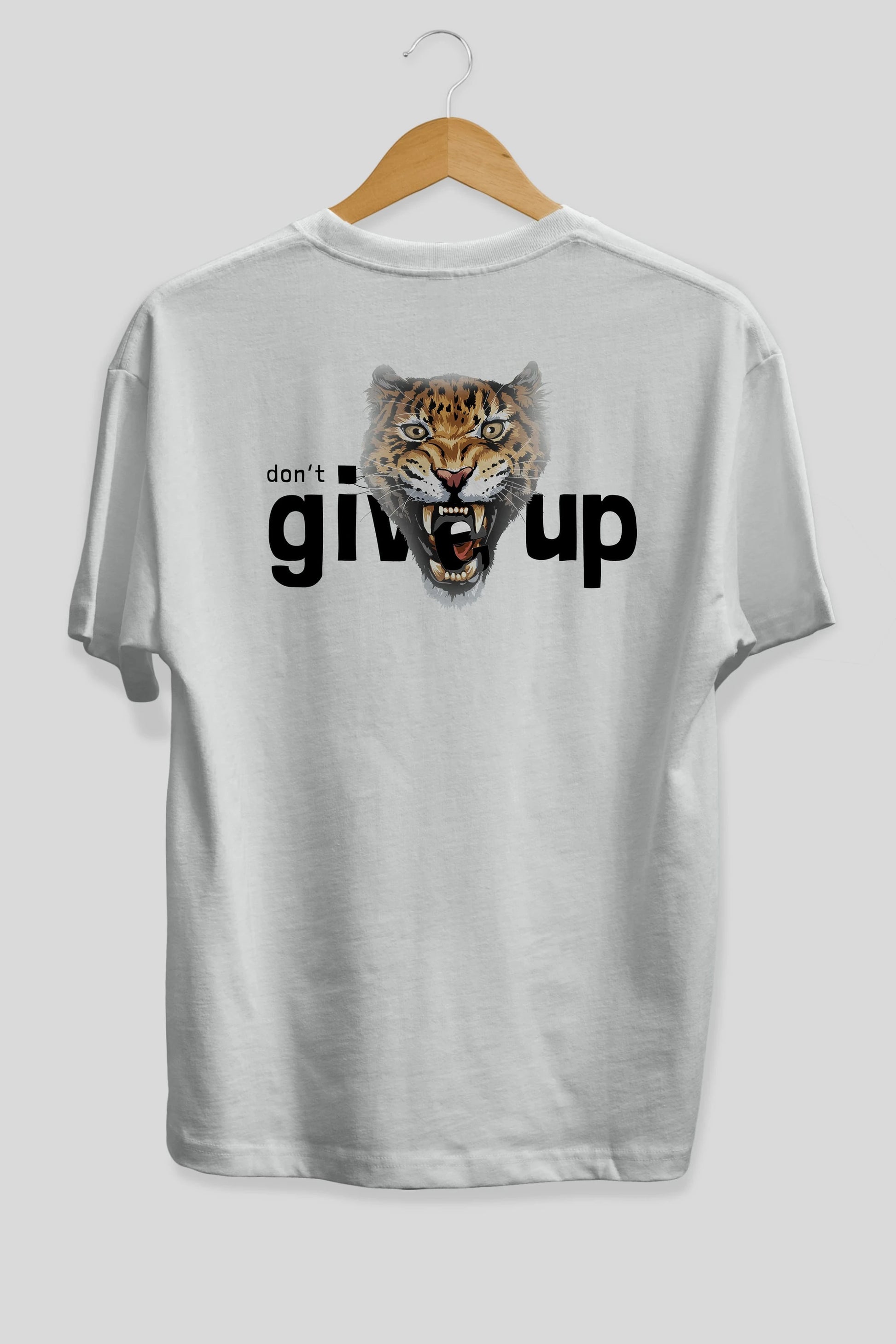 Teddy Bear Dont Give Up Arka Baskılı Oversize t-shirt Erkek Kadın Unisex %100 Pamuk