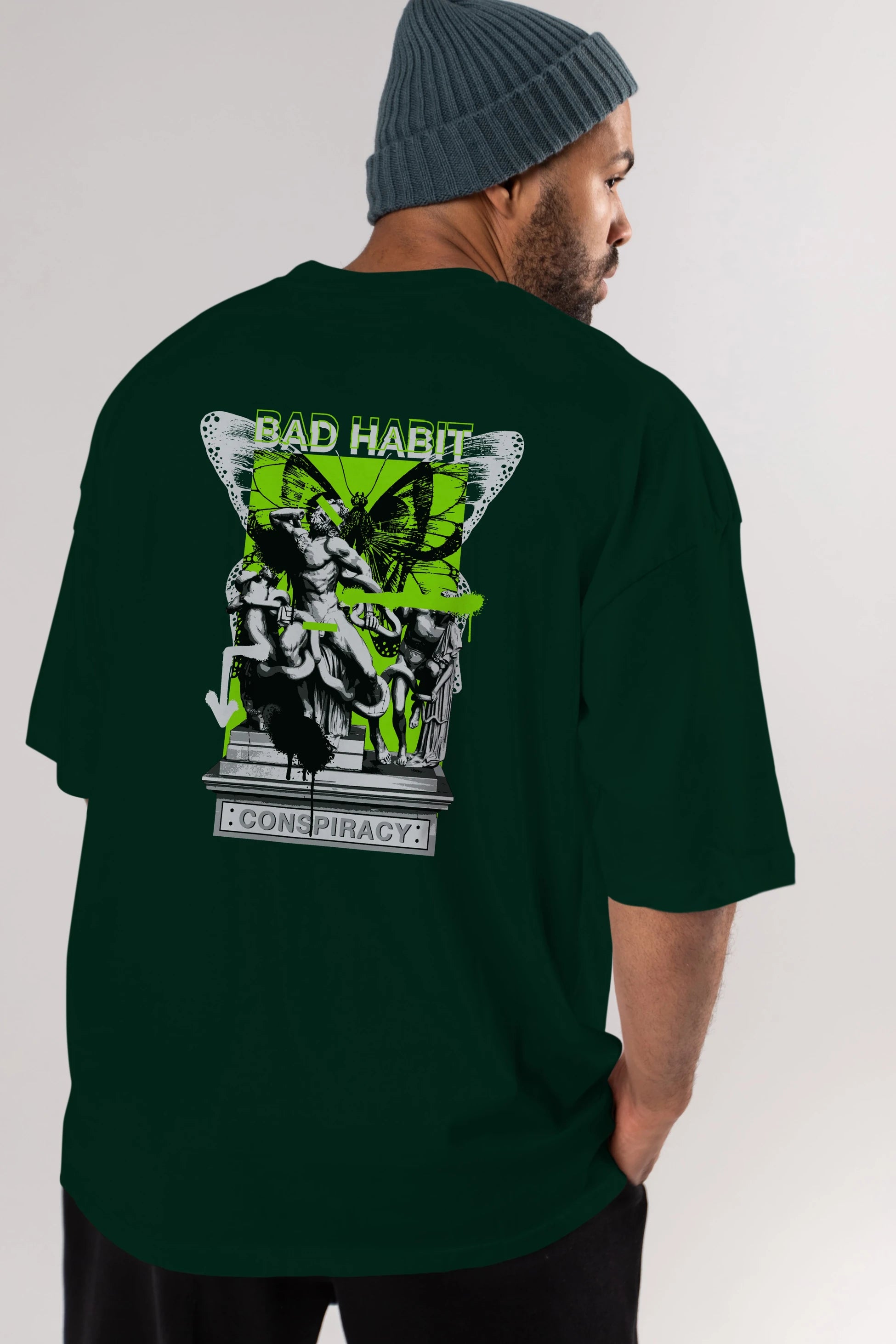 Bad Habit Arka Baskılı Oversize t-shirt Erkek Kadın Unisex