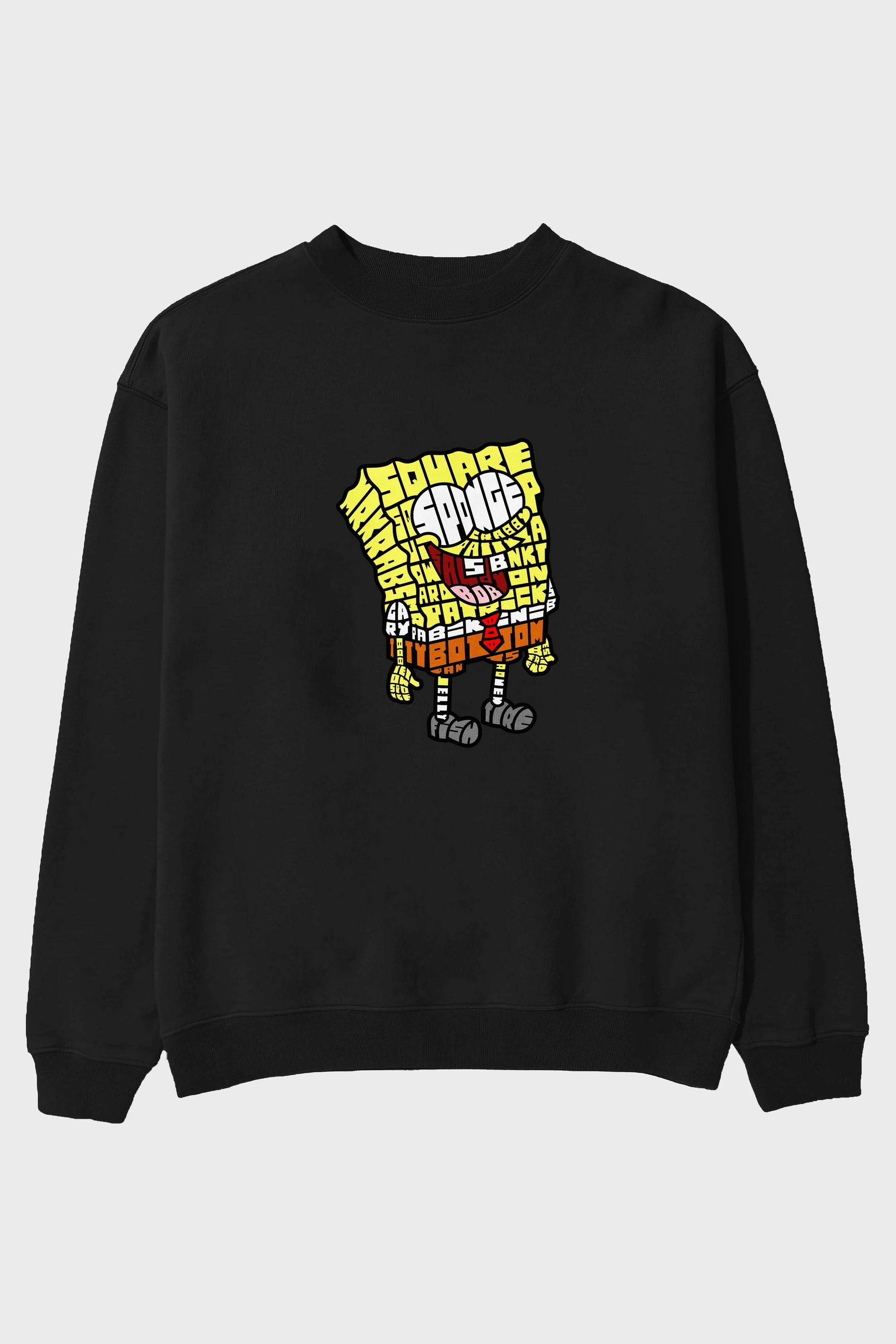 Yellow Sponge Ön Baskılı Oversize Sweatshirt Erkek Kadın Unisex