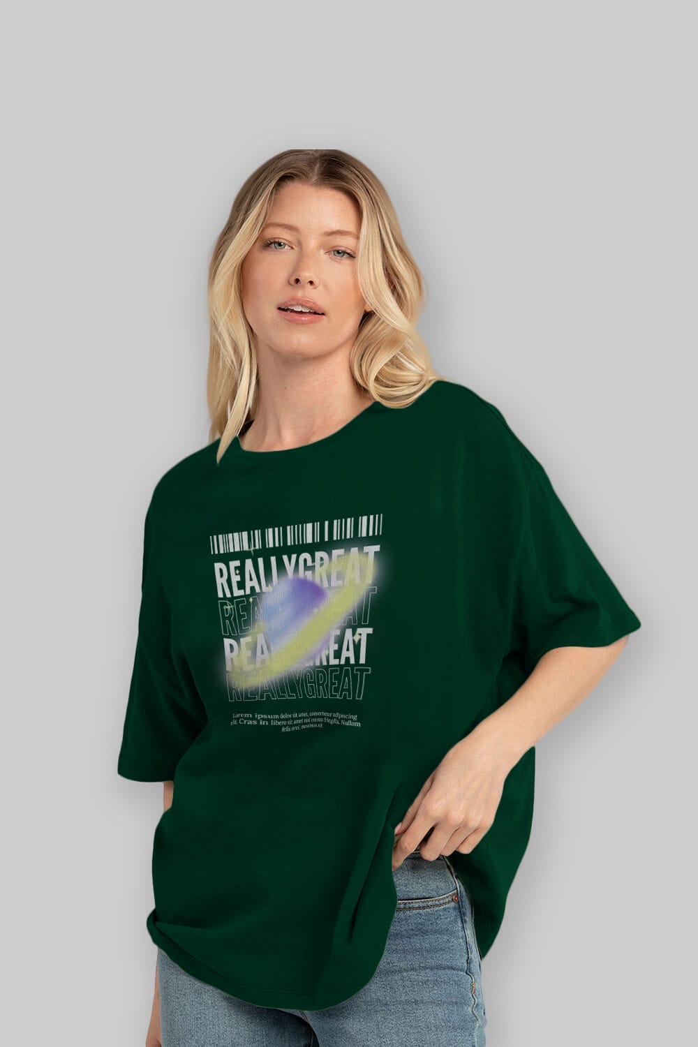 Really Great 2 Yazılı Ön Baskılı Oversize t-shirt Erkek Kadın Unisex