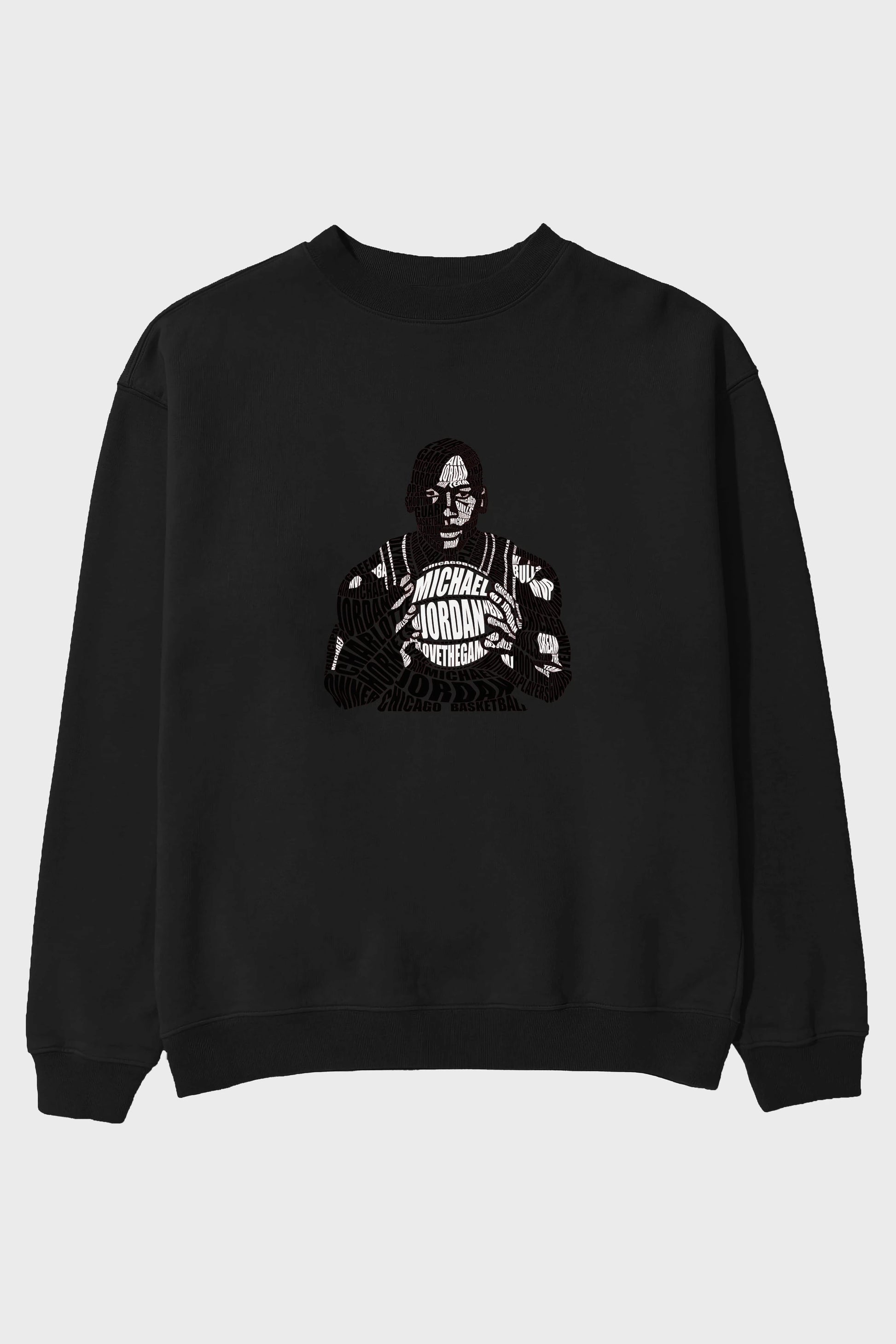 Michael Jordan Calligram Ön Baskılı Oversize Sweatshirt Erkek Kadın Unisex