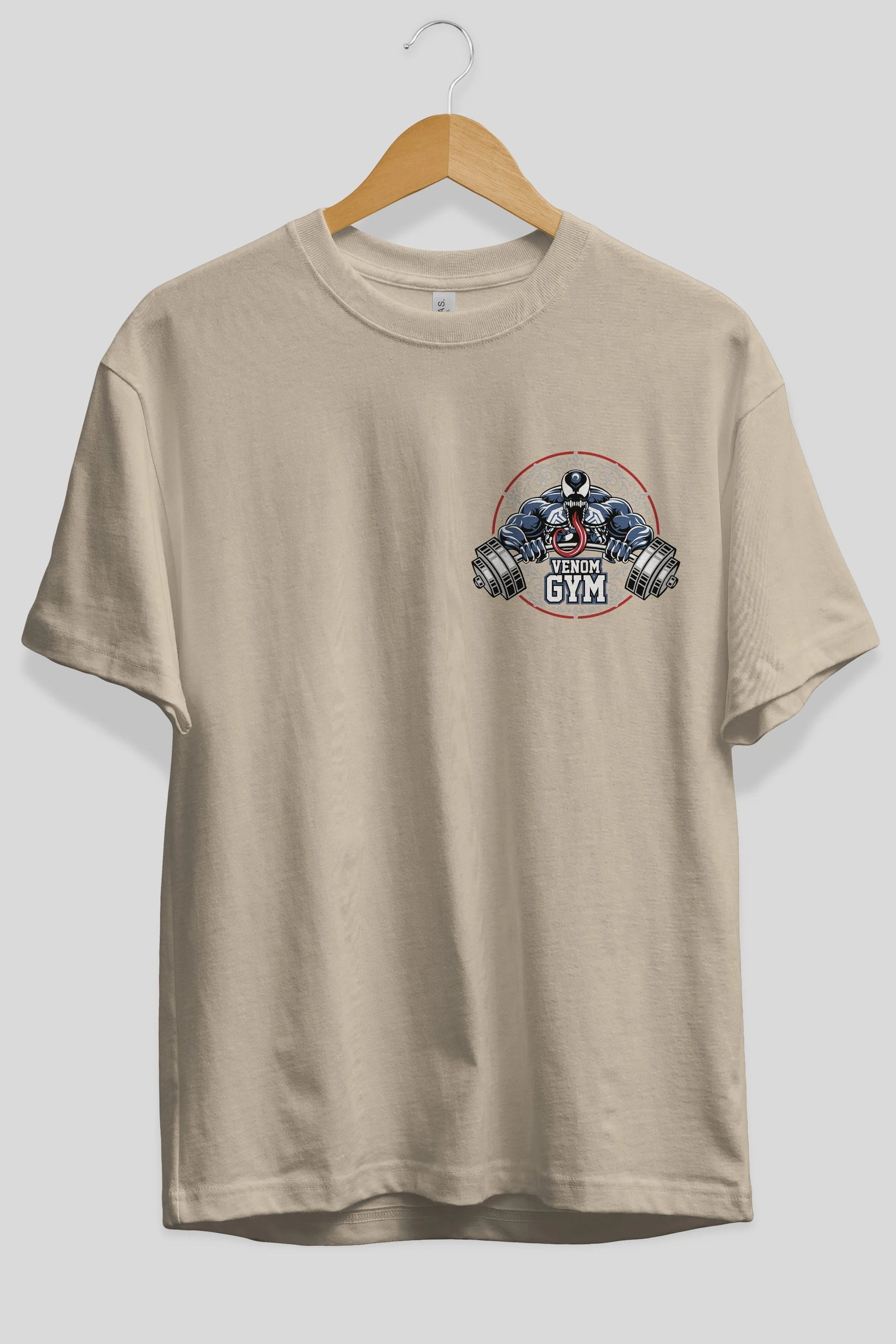 Venom GYM Ön Sol Baskılı Oversize t-shirt Erkek Kadın Unisex %100 Pamuk Bisiklet Yaka tişort