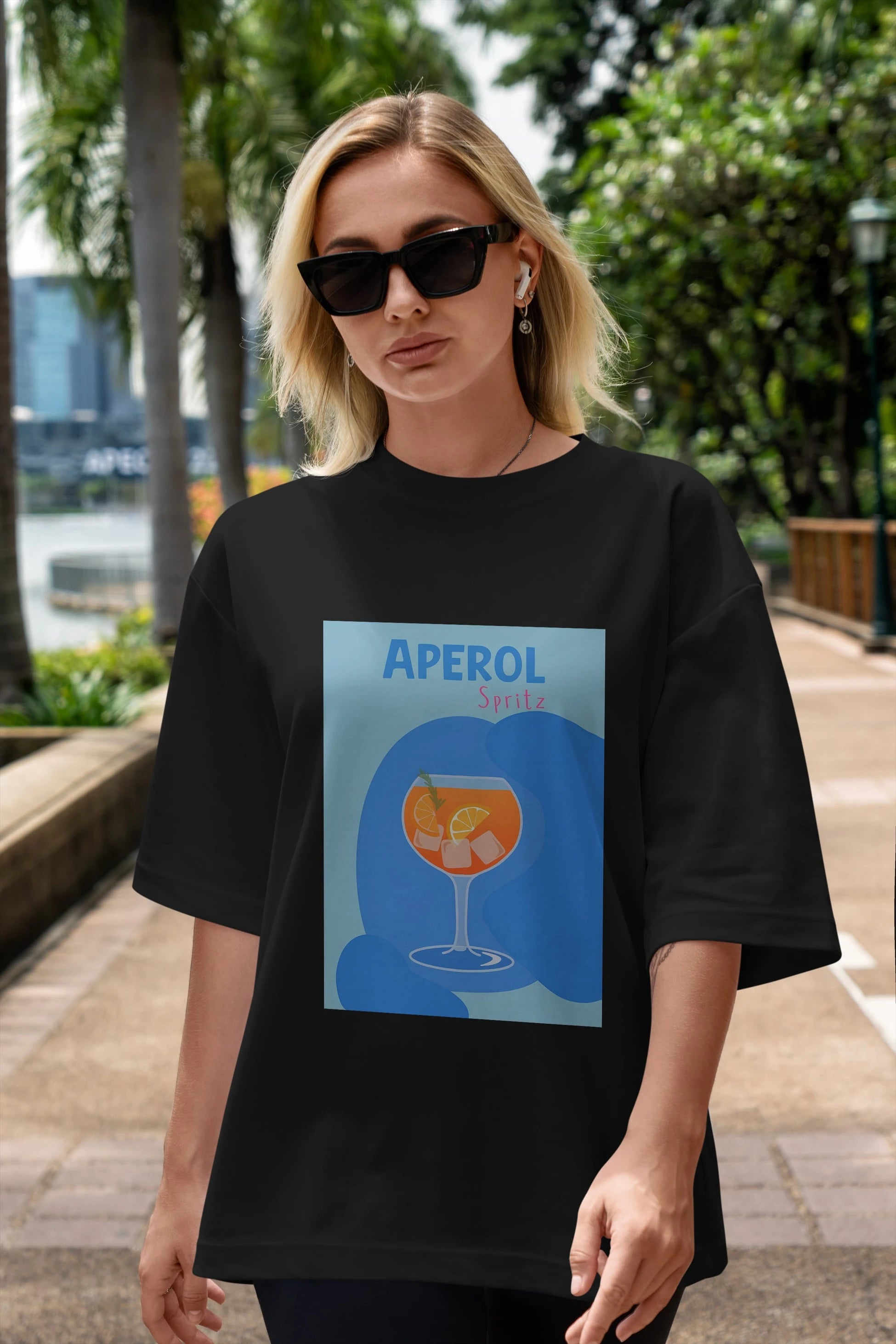 Aperol Spritz 10 Ön Baskılı Oversize t-shirt Erkek Kadın Unisex %100 Pamuk Bisiklet Yaka tişort