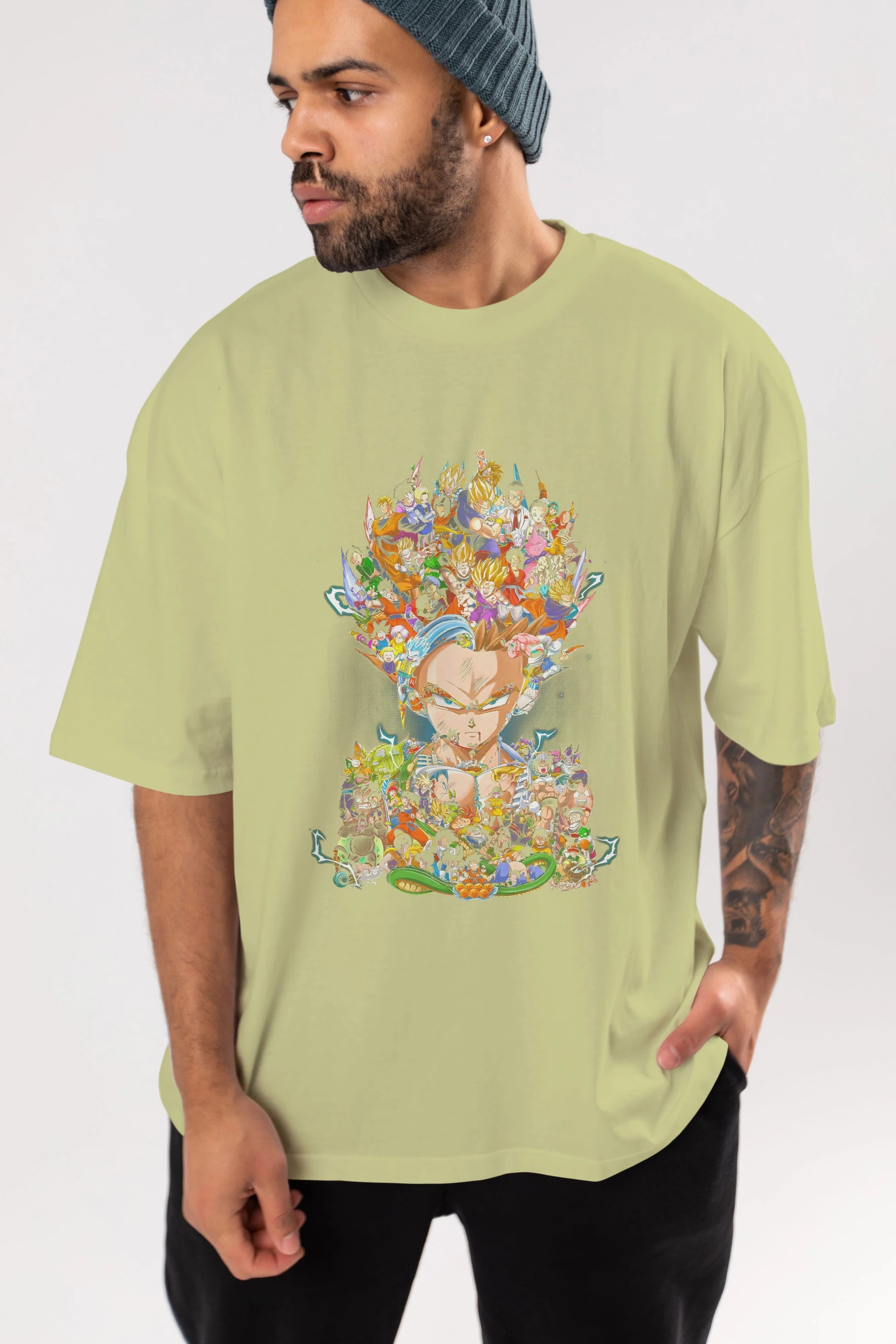 DRAGON BALL ART (2) Anime Ön Baskılı Oversize t-shirt %100 pamuk Erkek Kadın Unisex