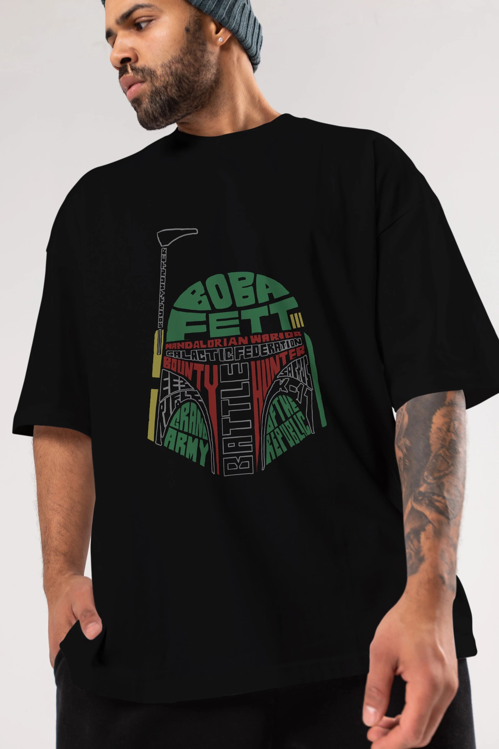 Boba Fett (2) Ön Baskılı Oversize t-shirt %100 pamuk Erkek Kadın Unisex