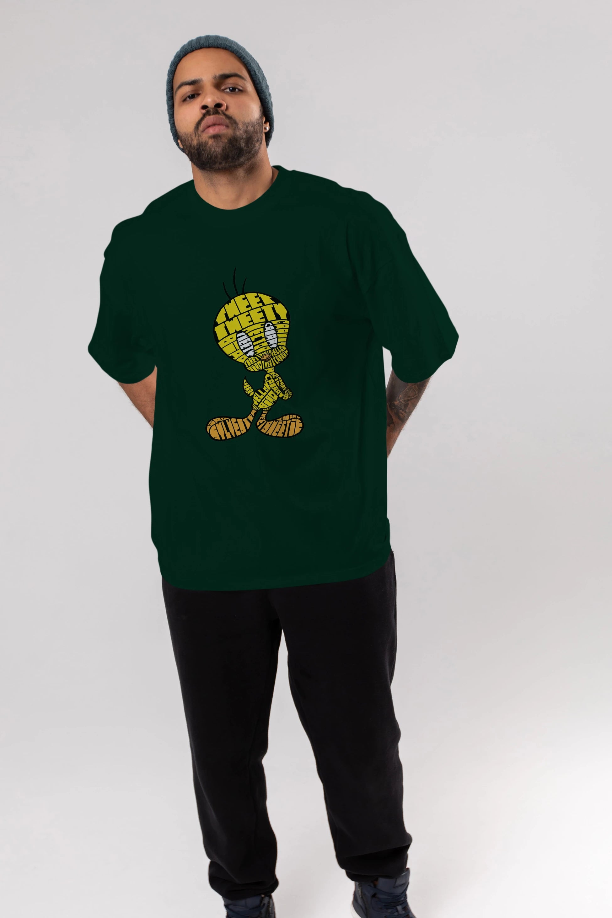 Tweety Ön Baskılı Oversize t-shirt %100 pamuk Erkek Kadın Unisex