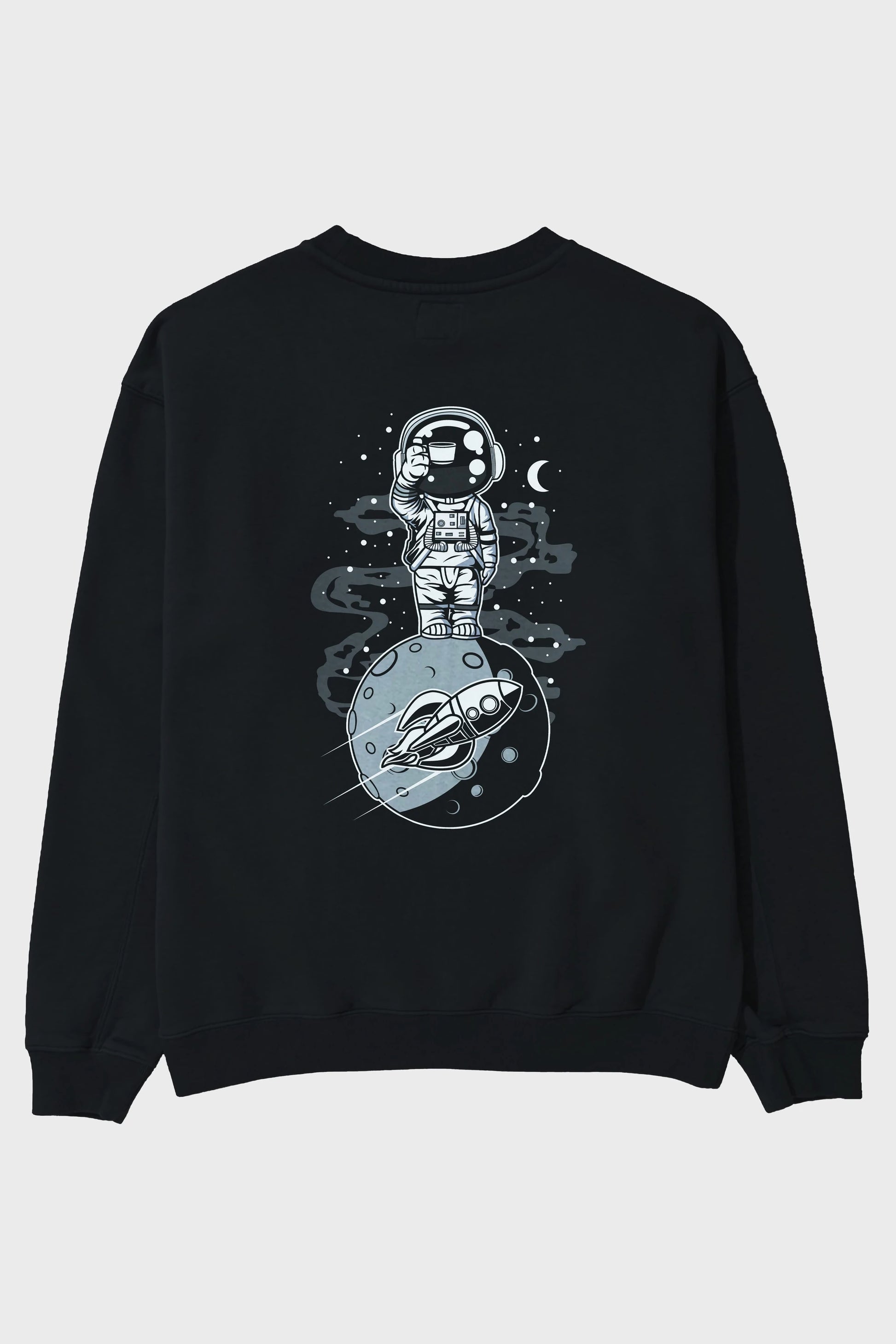 Astronaut Standing On The Moon Arka Baskılı Oversize Sweatshirt Erkek Kadın Unisex