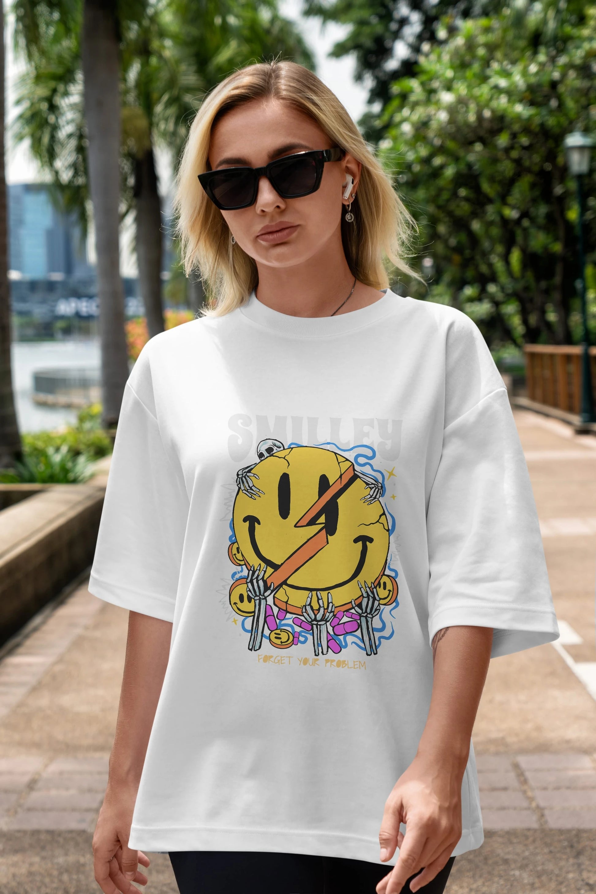 Smilley Streetwear Ön Baskılı Oversize t-shirt Erkek Kadın Unisex