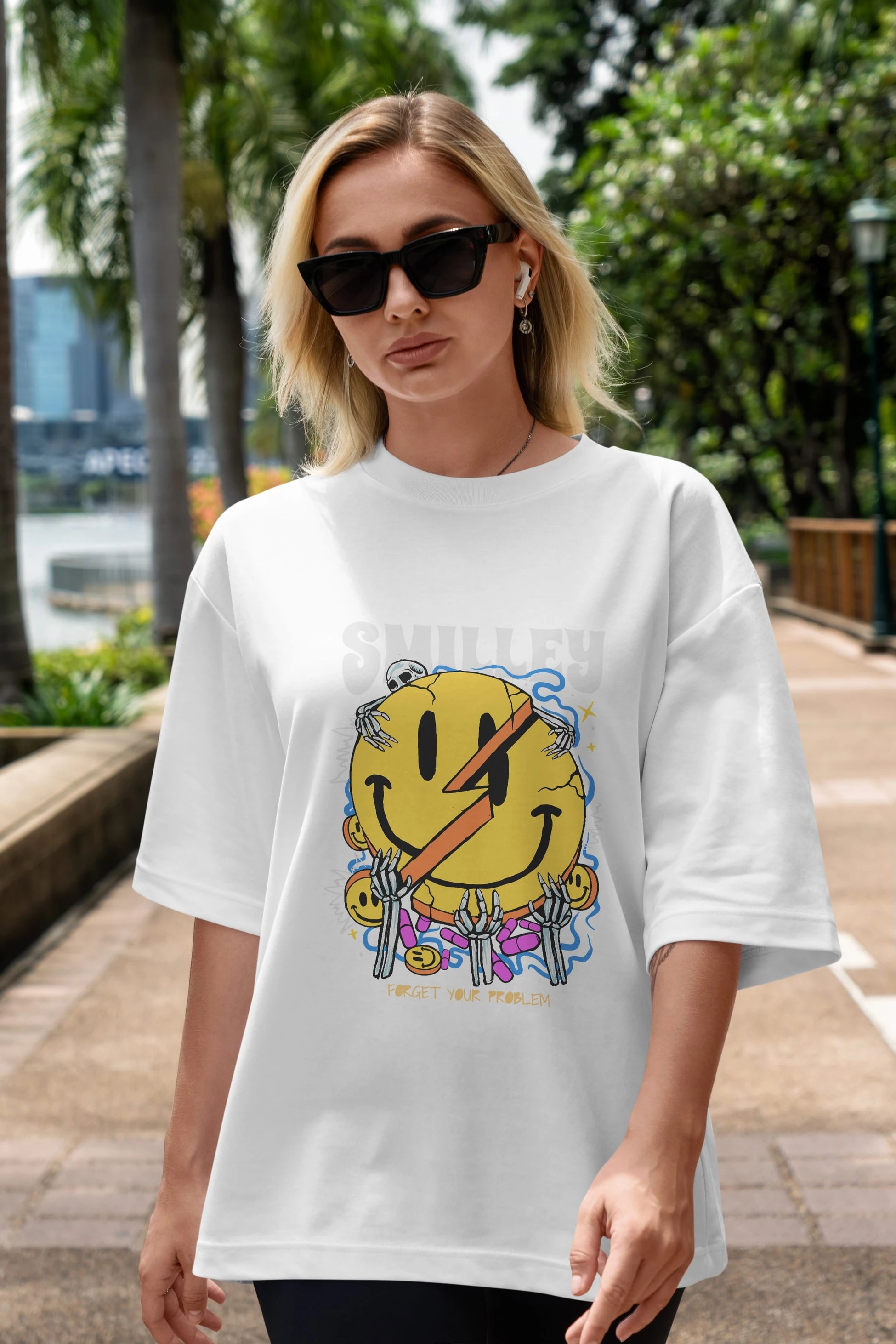 Smilley Streetwear Ön Baskılı Oversize t-shirt Erkek Kadın Unisex