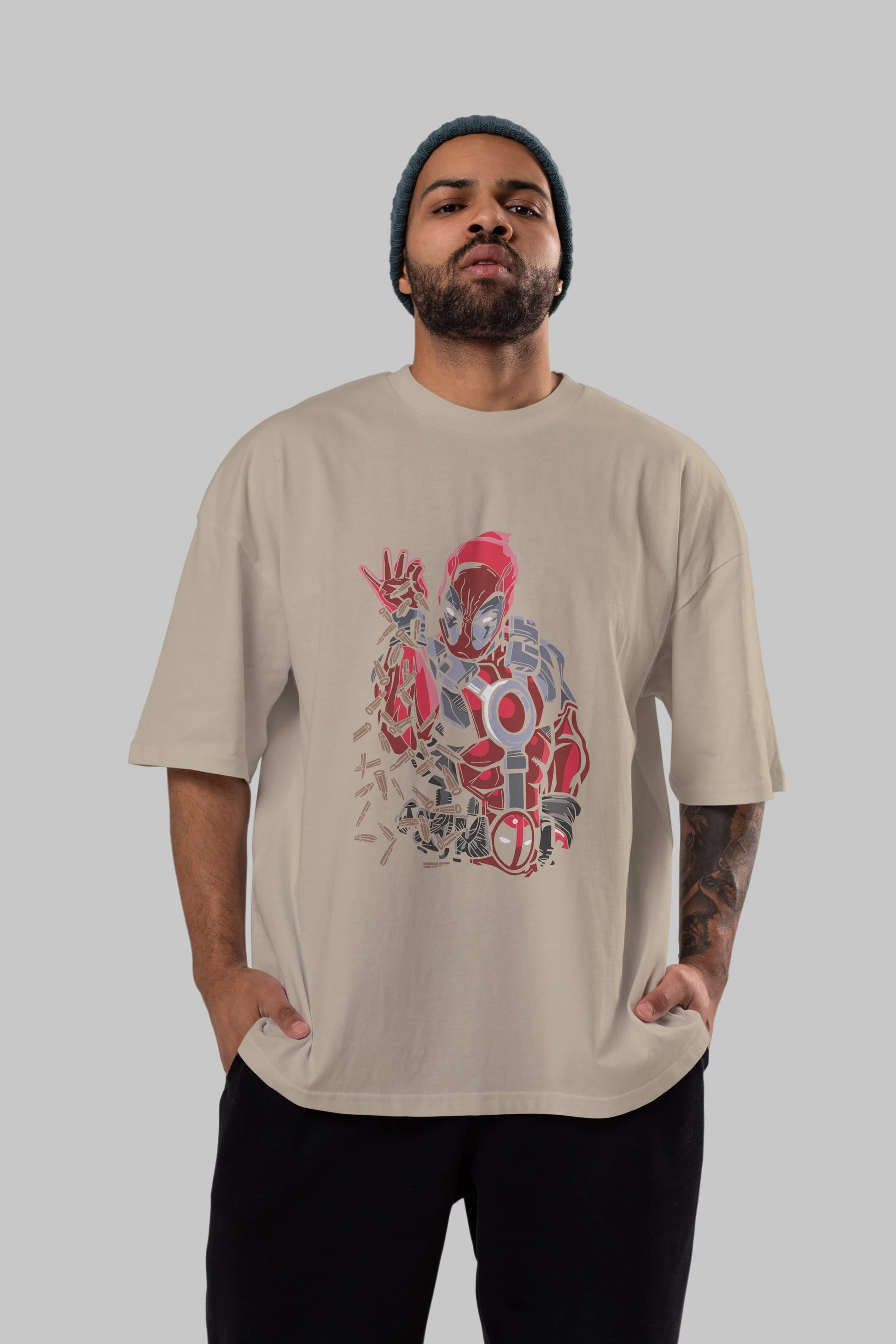 Deadpool (2) Ön Baskılı Oversize t-shirt Erkek Kadın Unisex %100 Pamuk Bisiklet Yaka tişort