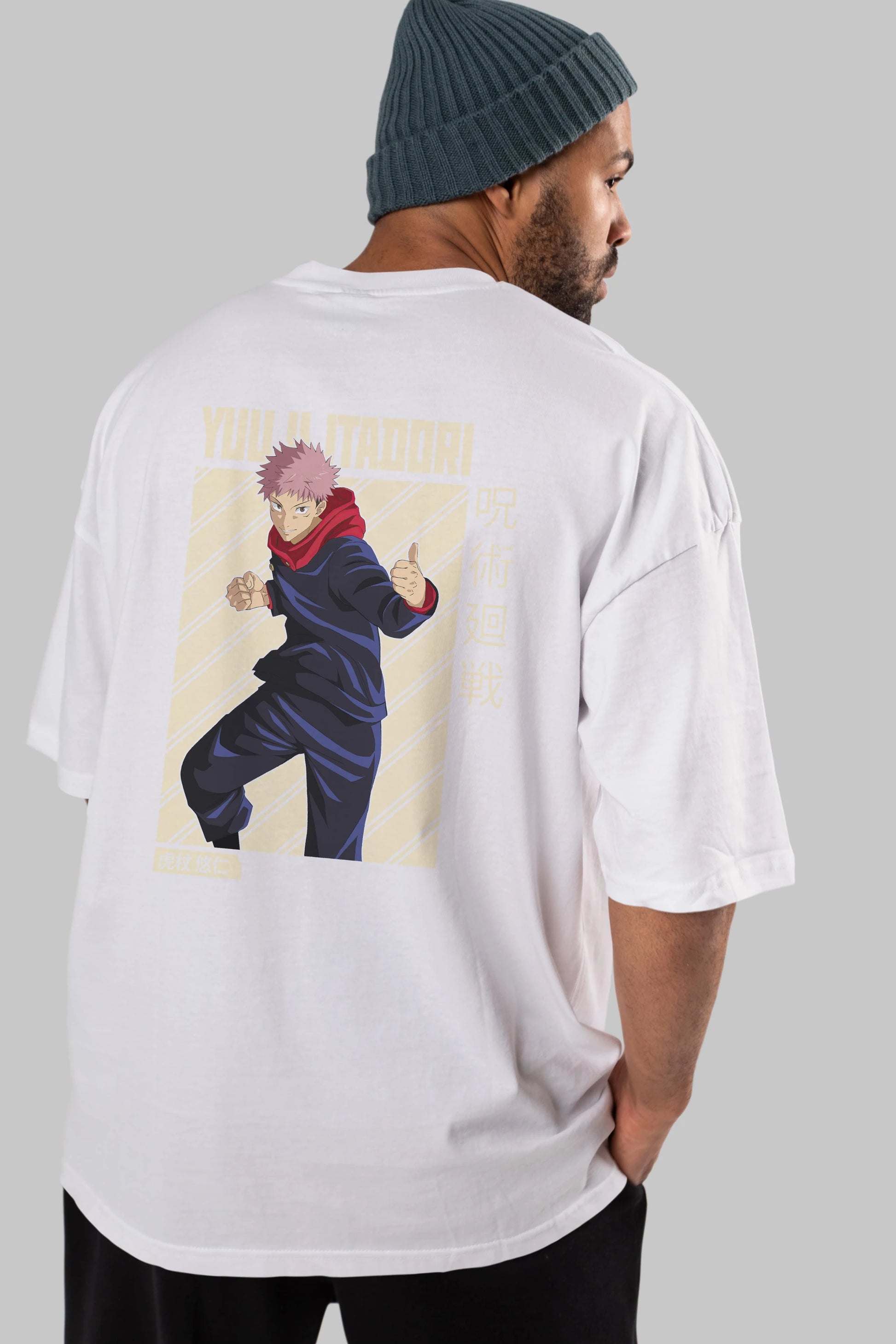 Yuuji Itadori 1 Anime Arka Baskılı Oversize t-shirt Erkek Kadın Unisex