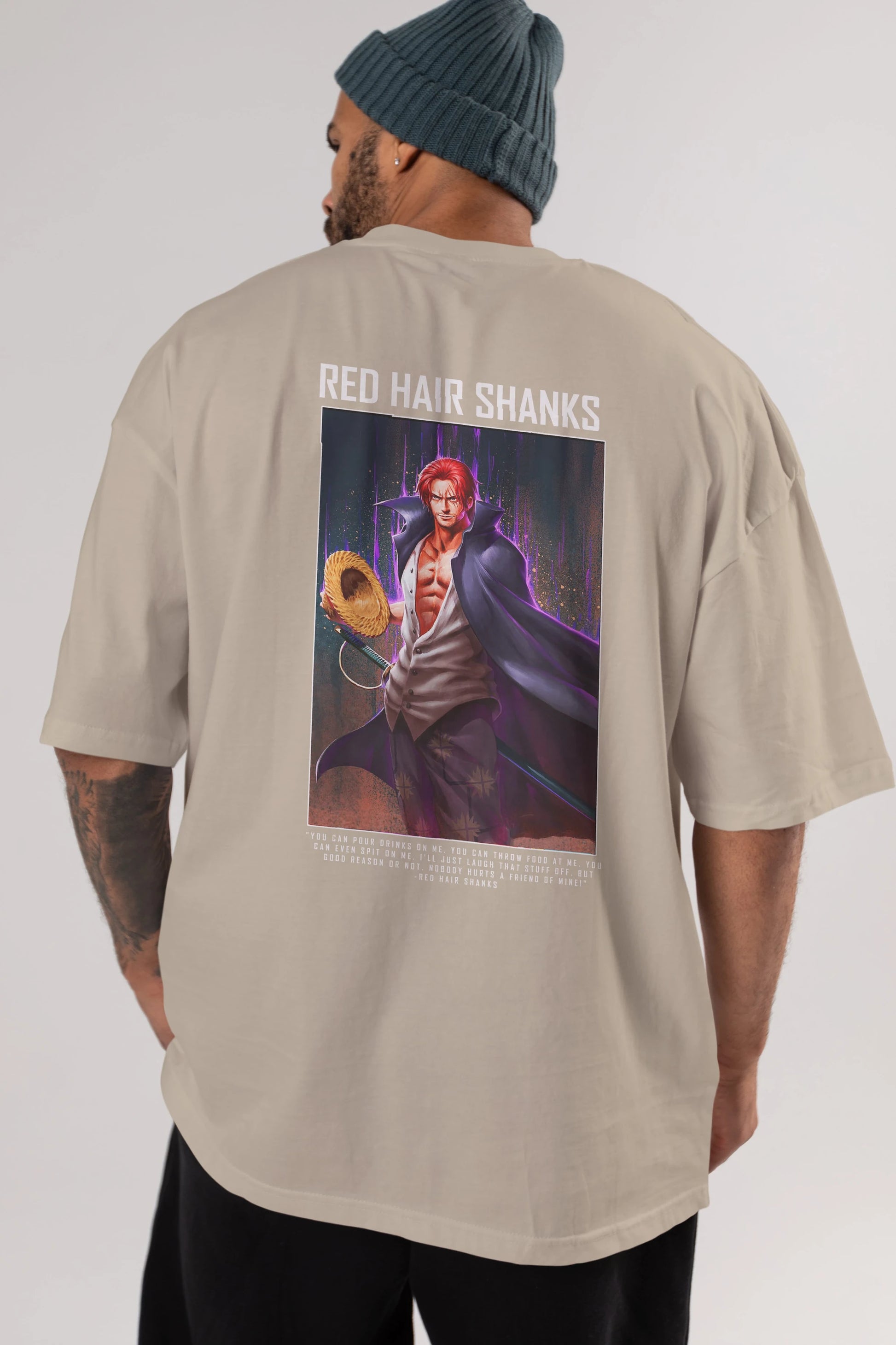 Shanks Anime Arka Baskılı Oversize t-shirt Erkek Kadın Unisex %100 pamuk tişort