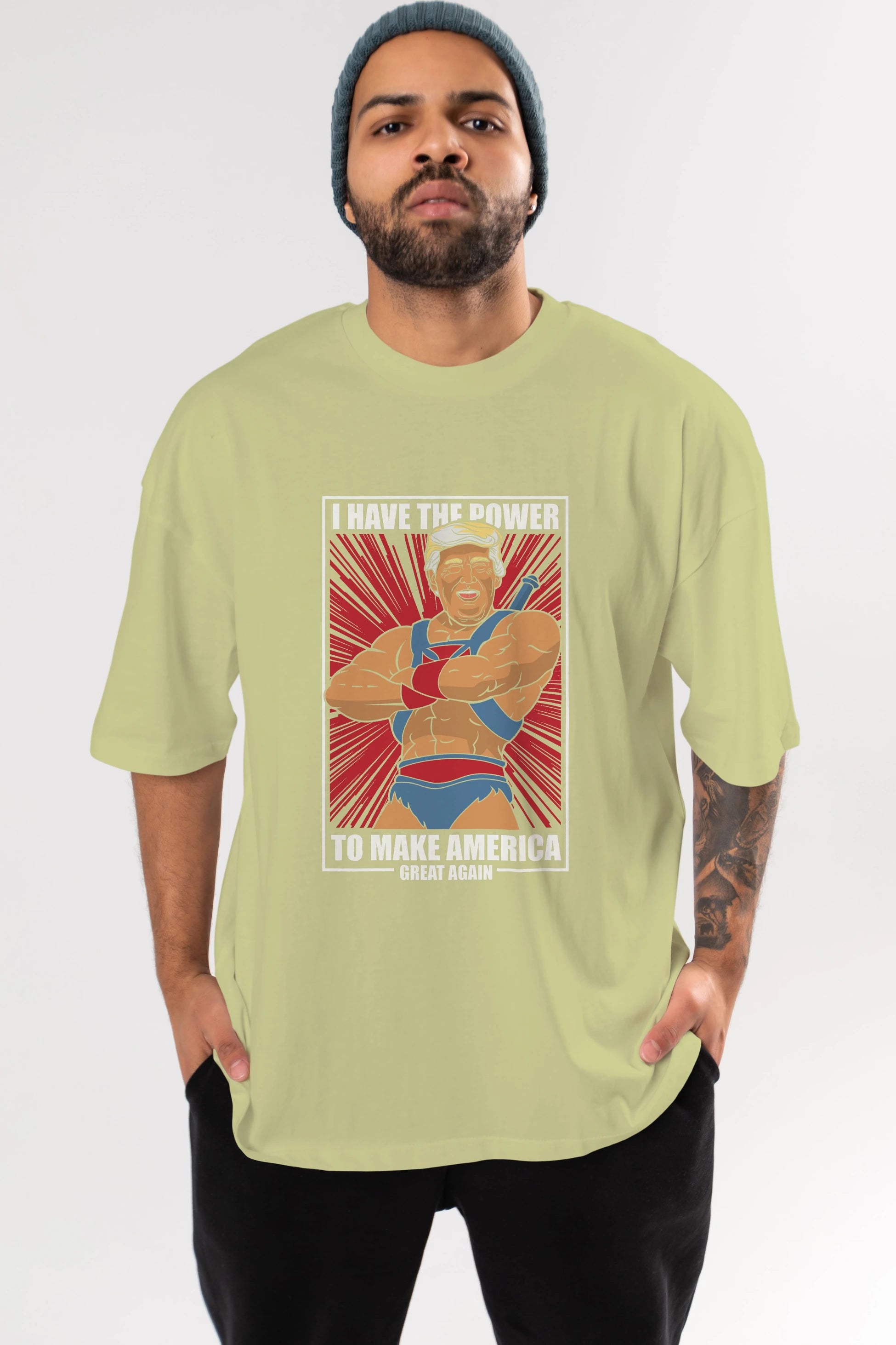 Trump Heman Ön Baskılı Oversize t-shirt Erkek Kadın Unisex %100 Pamuk tişort