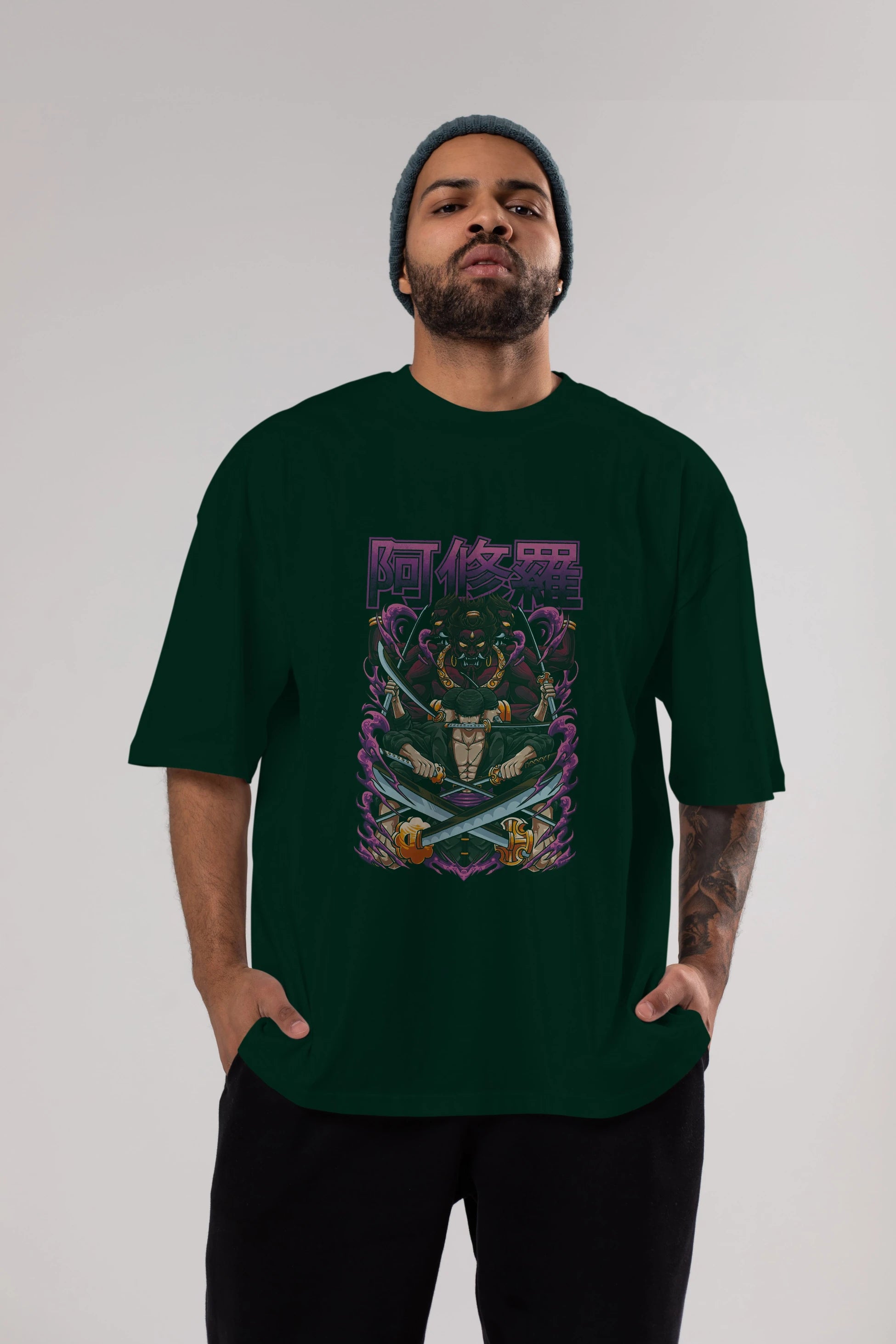 Roronoa Zoro 1 Anime Ön Baskılı Oversize t-shirt %100 pamuk Erkek Kadın Unisex
