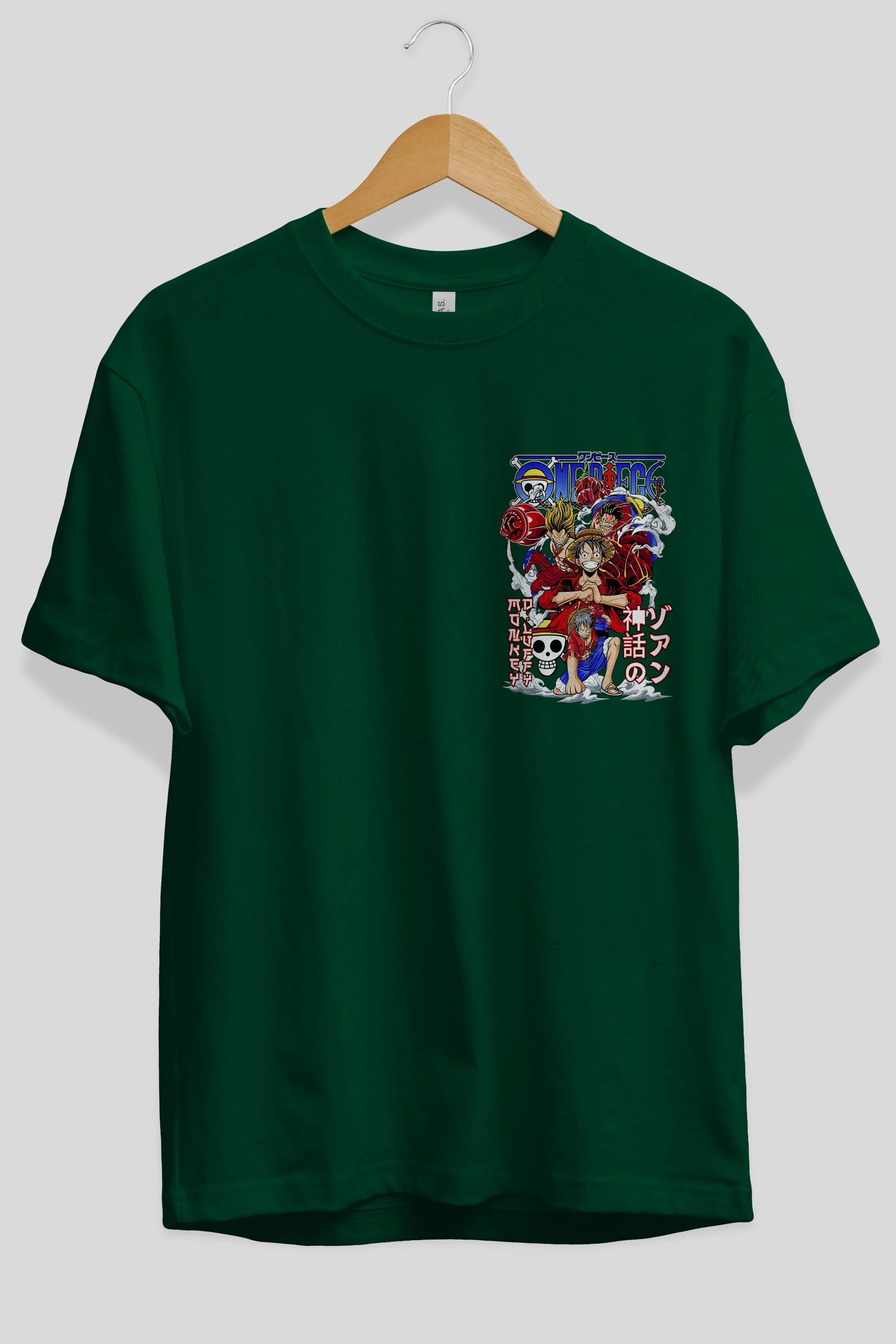 MONKEY D. LUFF-ONE PIECE 2 Ön Sol Baskılı Oversize t-shirt Erkek Kadın Unisex %100 Pamuk Bisiklet Yaka tişort