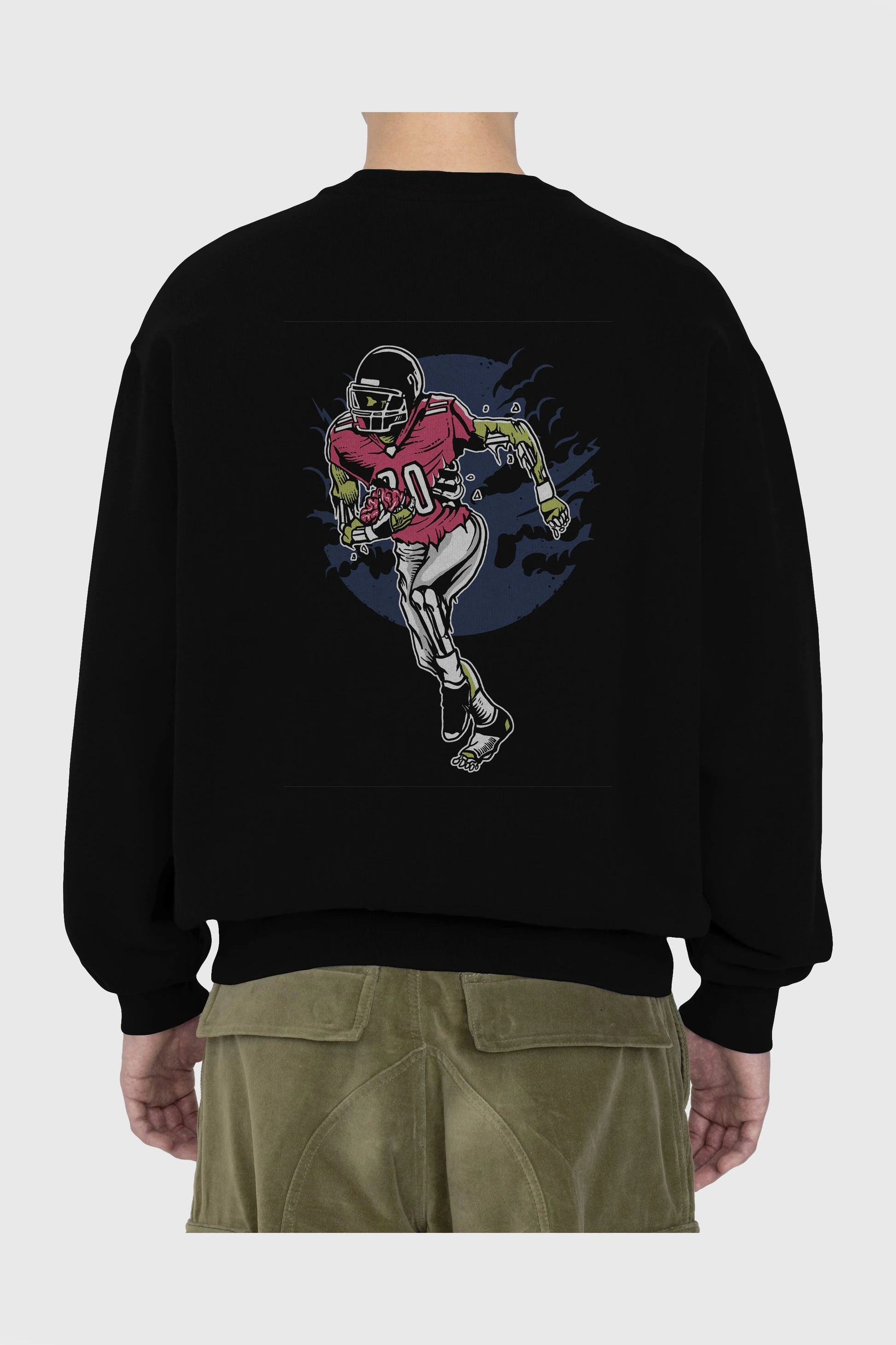 Zombie Football Arka Baskılı Oversize Sweatshirt Erkek Kadın Unisex