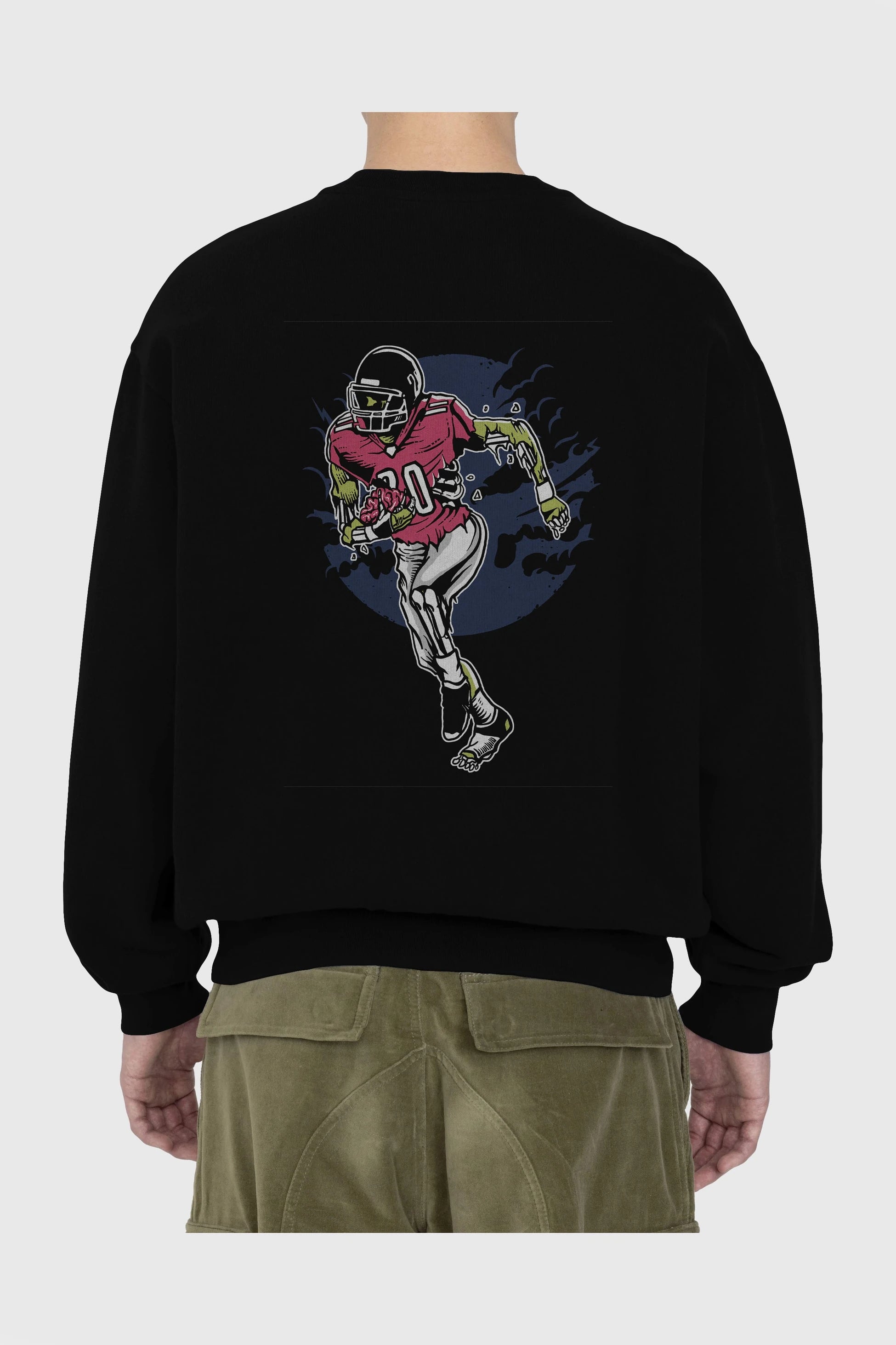 Zombie Football Arka Baskılı Oversize Sweatshirt Erkek Kadın Unisex