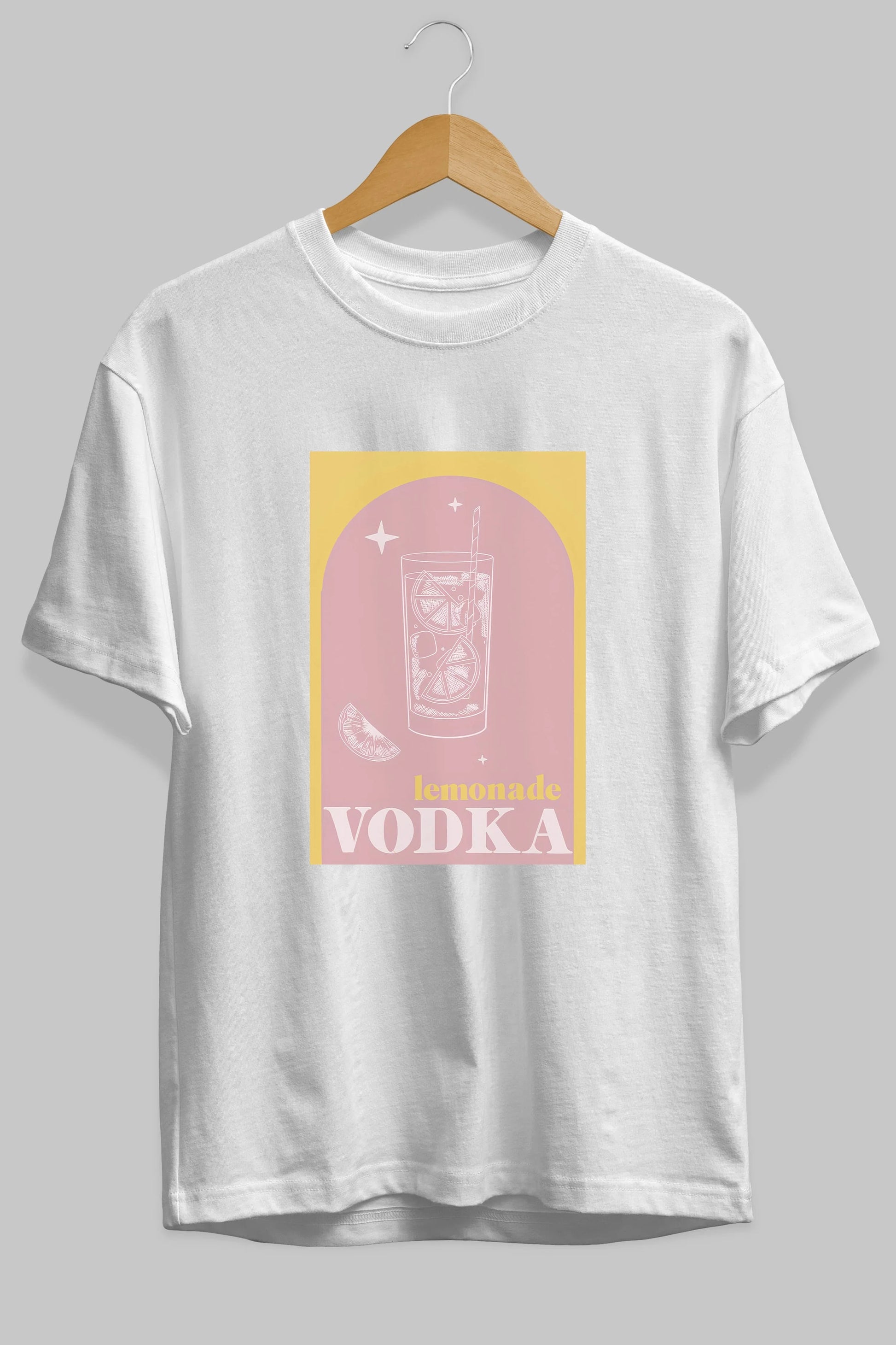 Vodka Limon Ön Baskılı Oversize t-shirt Erkek Kadın Unisex %100 Pamuk Bisiklet Yaka tişort