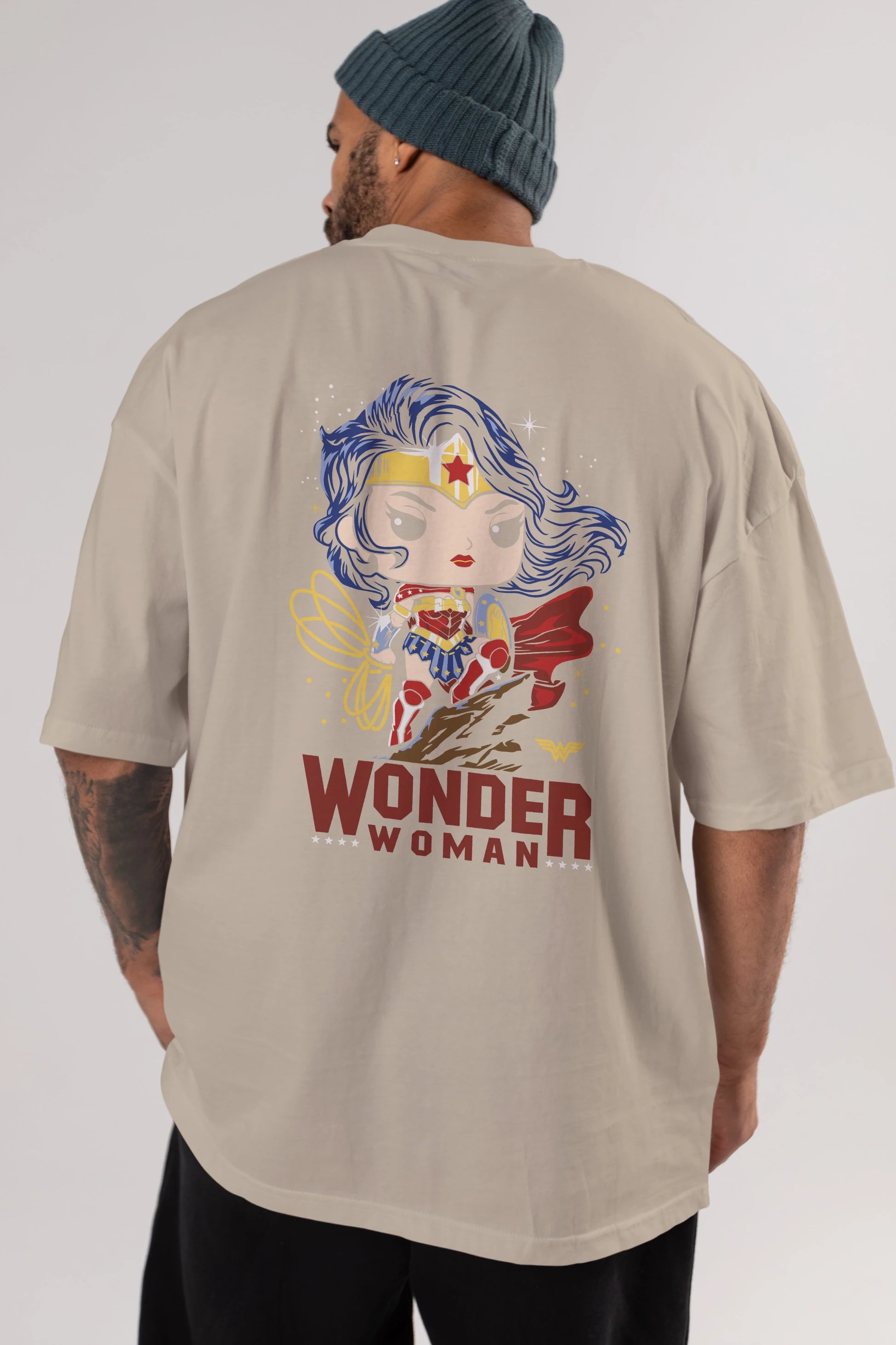 Wonder Woman (2) Arka Baskılı Oversize t-shirt Erkek Kadın Unisex %100 Pamuk Bisiklet Yaka tişort