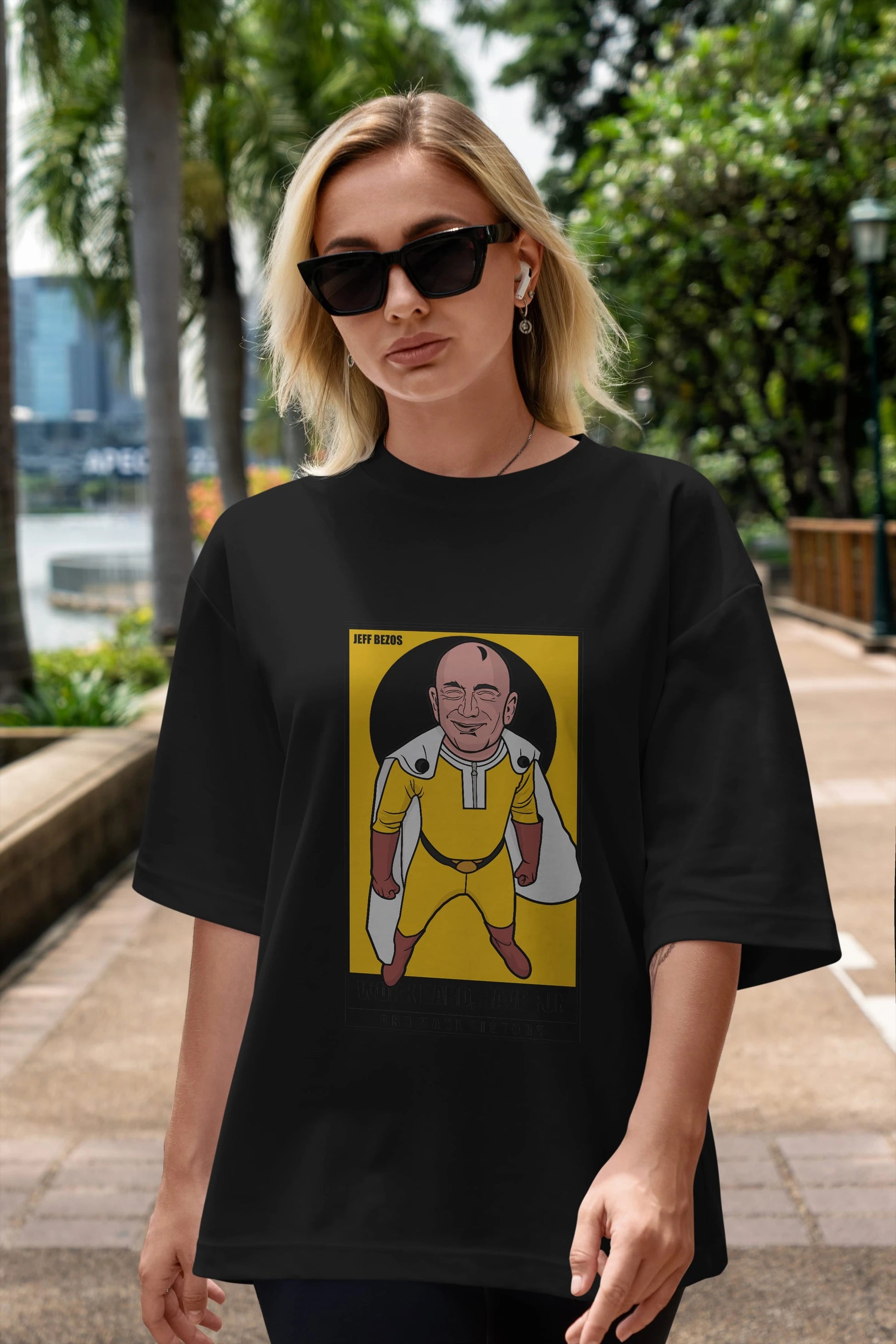 Jeff Bezos Saitama Ön Baskılı Oversize t-shirt Erkek Kadın Unisex %100 Pamuk tişort