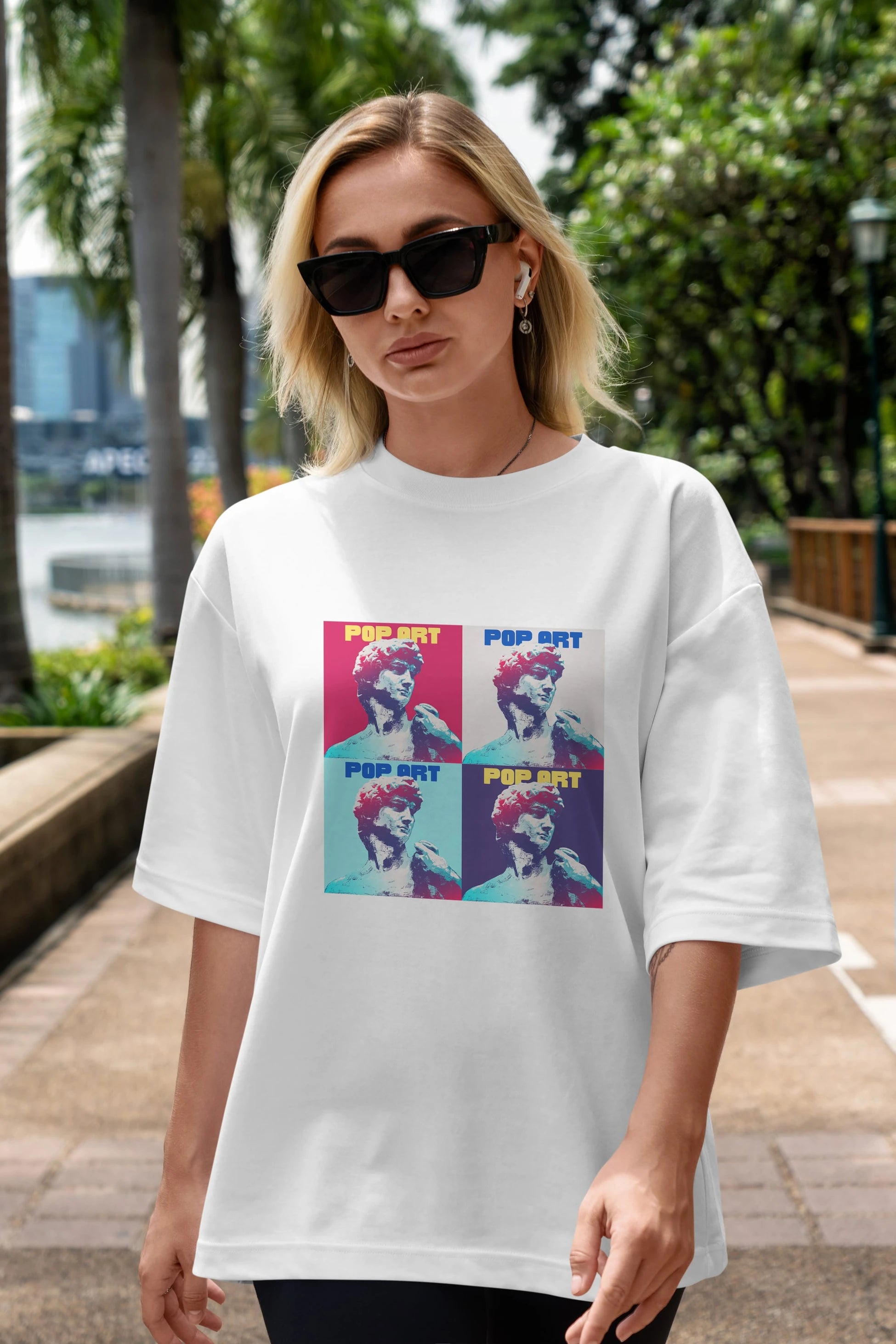 Creative Pop Art Ön Baskılı Oversize t-shirt Erkek Kadın Unisex
