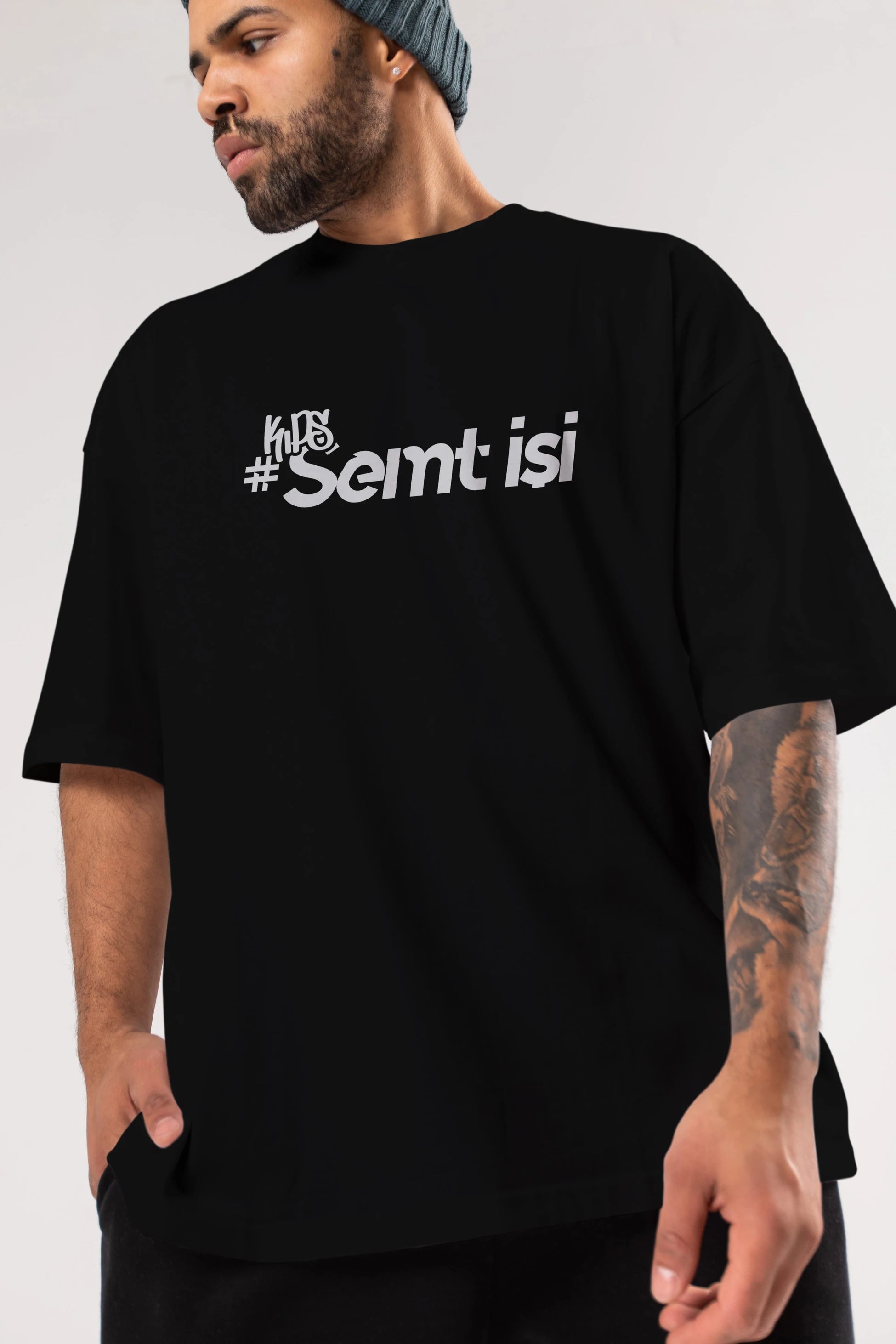 Semt İşi Ön Baskılı Oversize t-shirt %100 pamuk Erkek Kadın Unisex