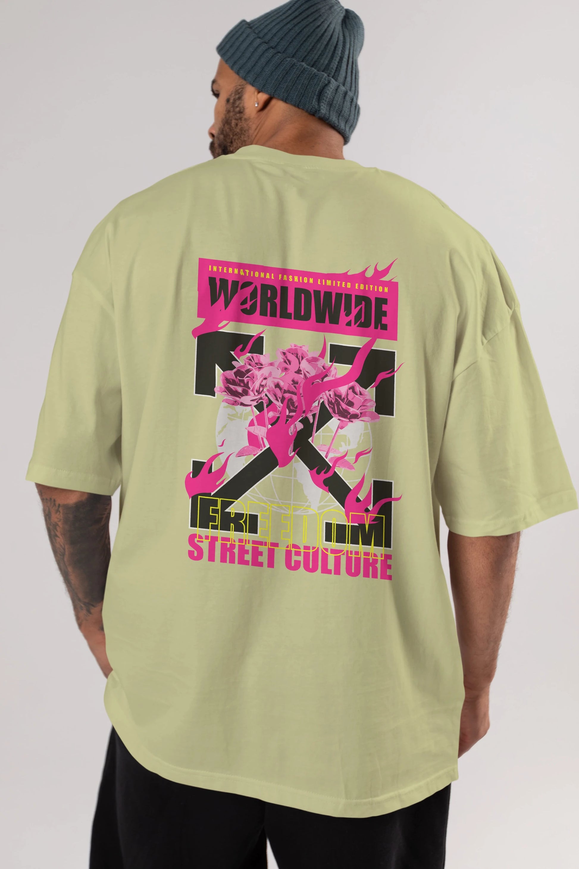 Freedom Street Culture Arka Baskılı Oversize t-shirt Erkek Kadın Unisex