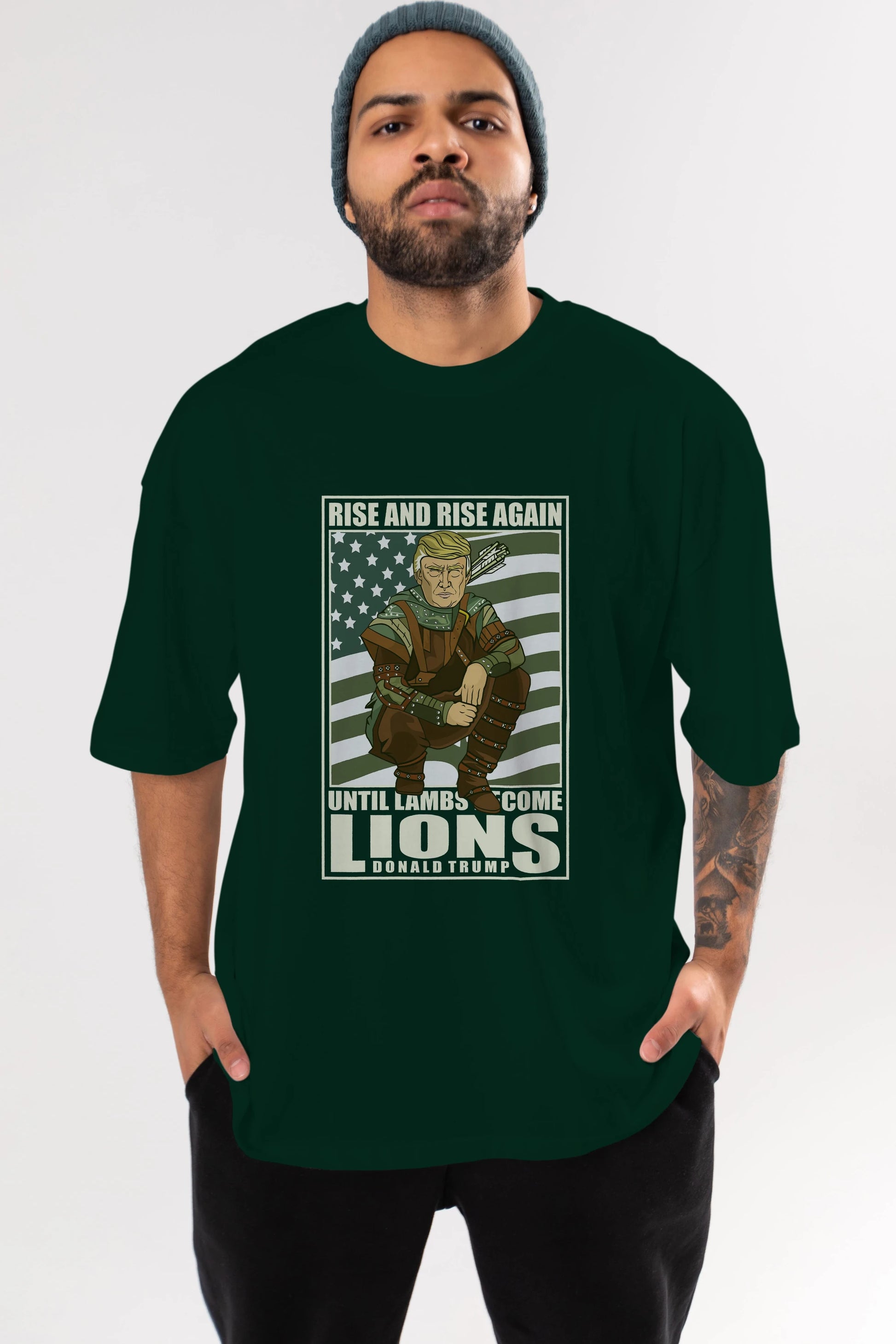 Robin Hood Trump Ön Baskılı Oversize t-shirt Erkek Kadın Unisex %100 Pamuk tişort