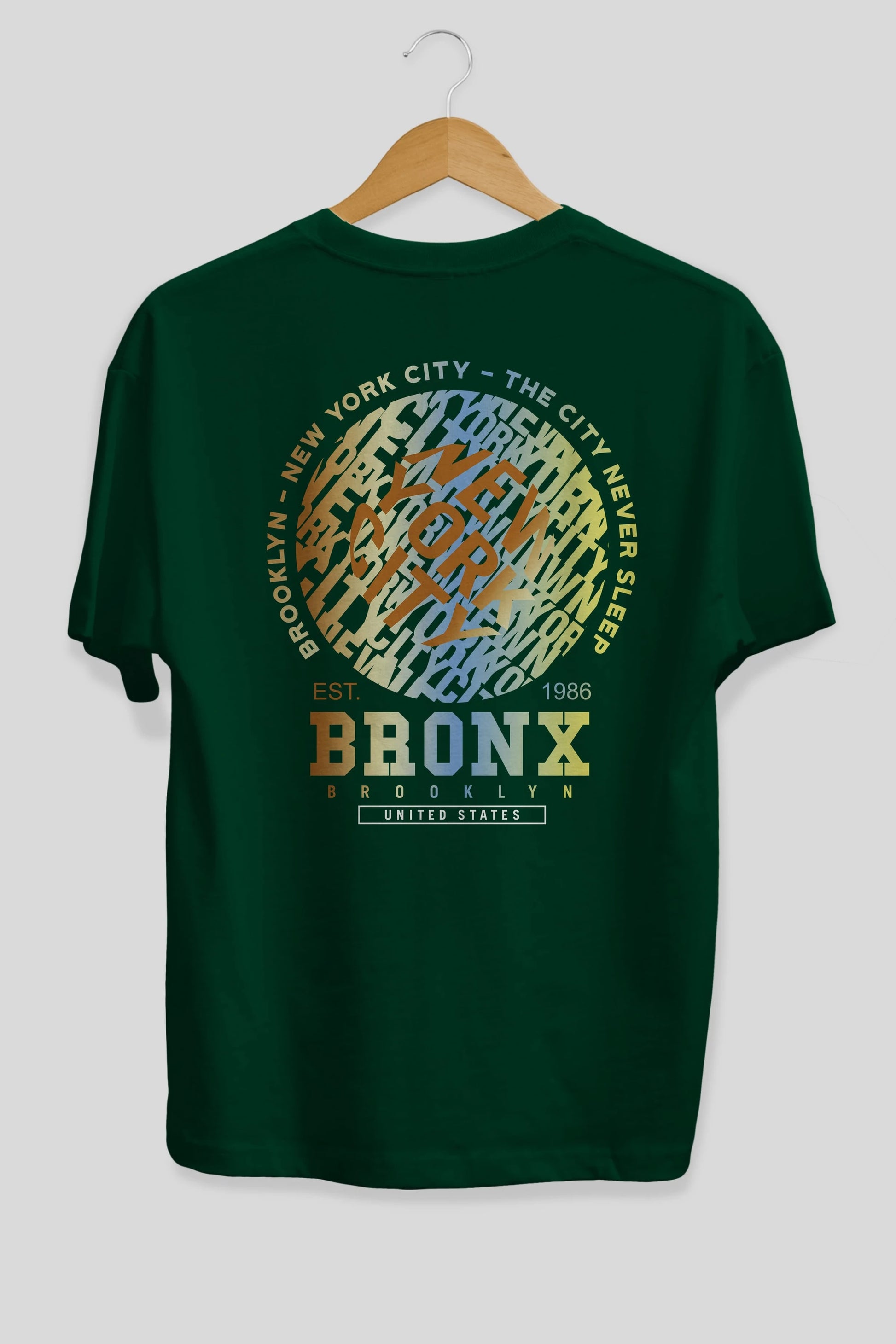 Brooklyn and New York City Arka Baskılı Oversize t-shirt Erkek Kadın Unisex