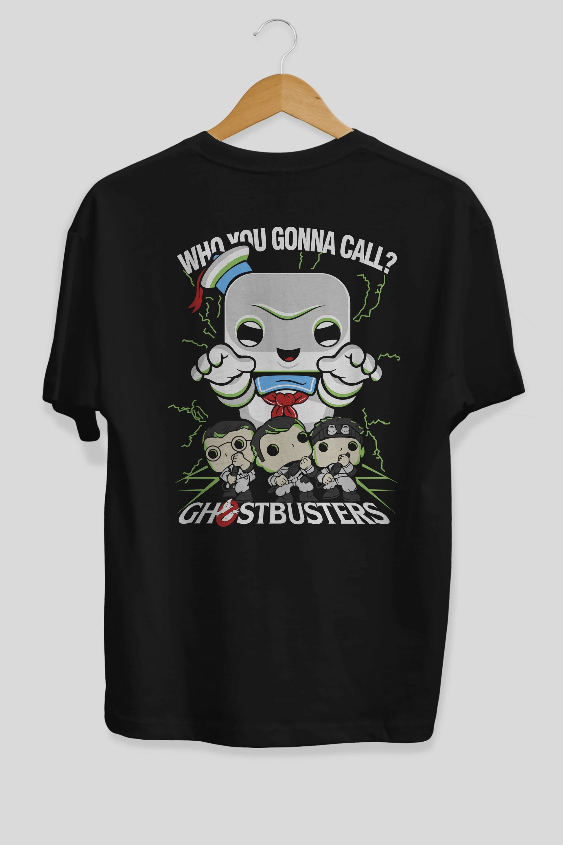 Ghostbusters Arka Baskılı Oversize t-shirt Erkek Kadın Unisex %100 Pamuk Bisiklet Yaka tişort