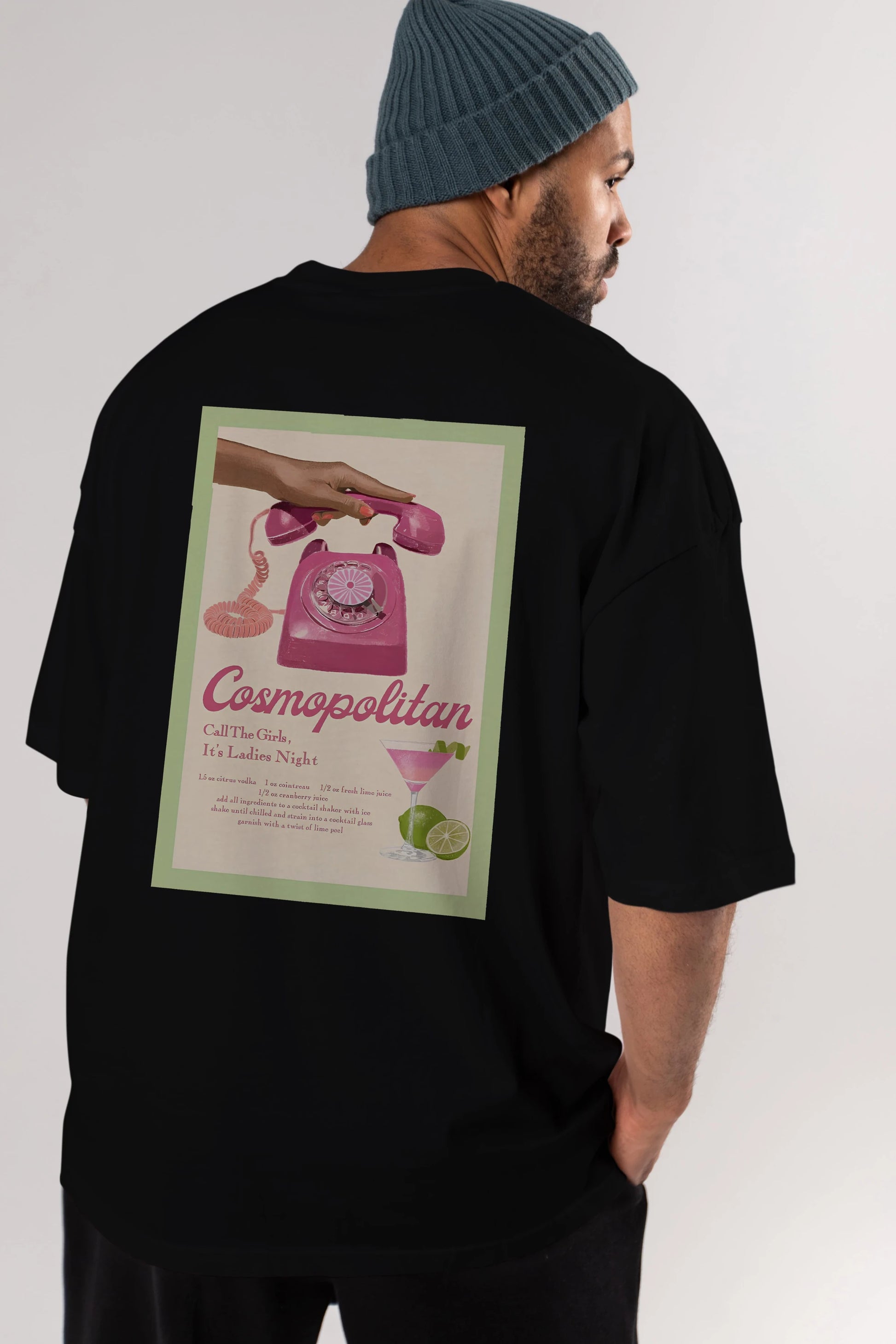 Cosmopolitan 5 Arka Baskılı Oversize t-shirt Erkek Kadın Unisex %100 Pamuk Bisiklet Yaka tişort