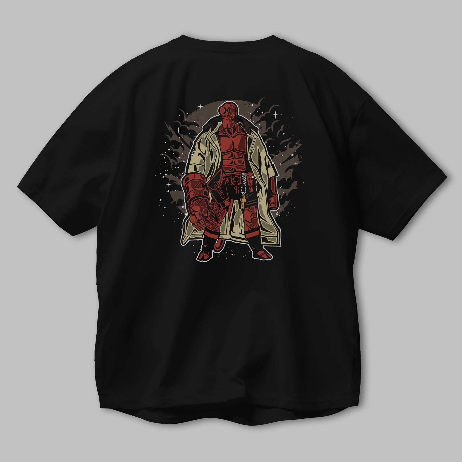 Hellboy Arka Baskılı Oversize t-shirt Erkek Kadın Unisex %100 Pamuk