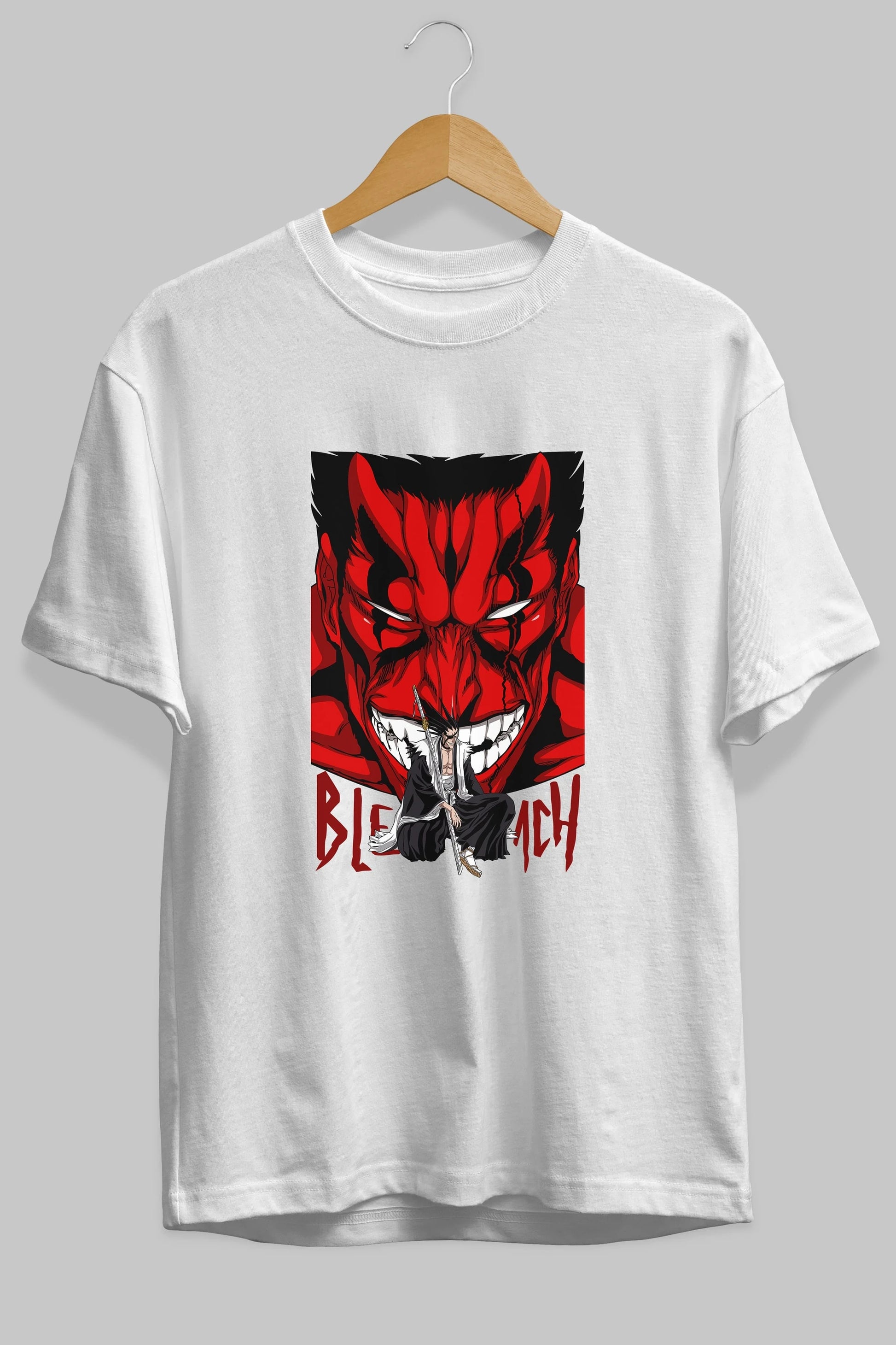 KENPACHI ZARAKI BLEACH Anime Ön Baskılı Oversize t-shirt %100 pamuk Erkek Kadın Unisex