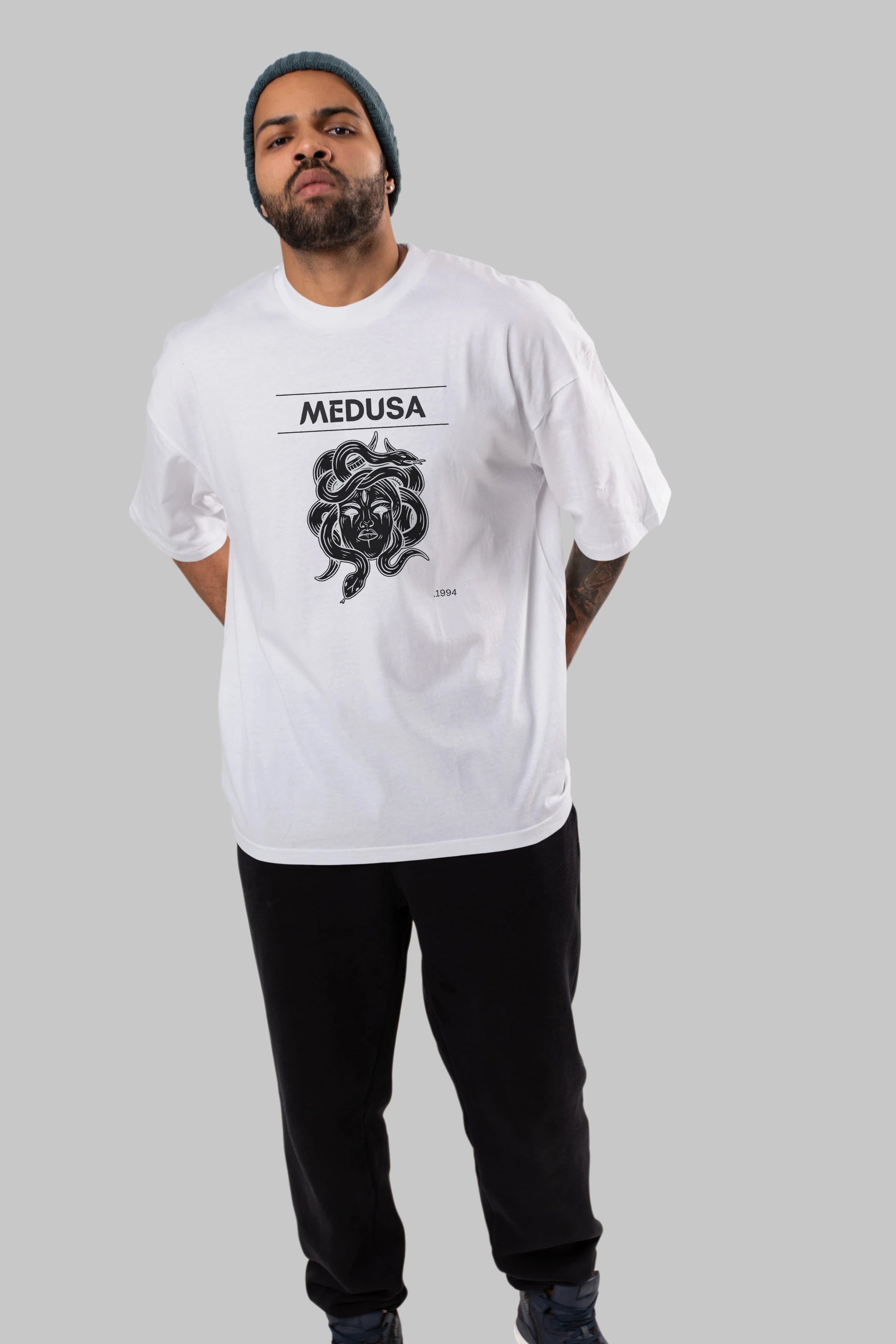 Medusa Ön Baskılı Oversize t-shirt Erkek Kadın Unisex