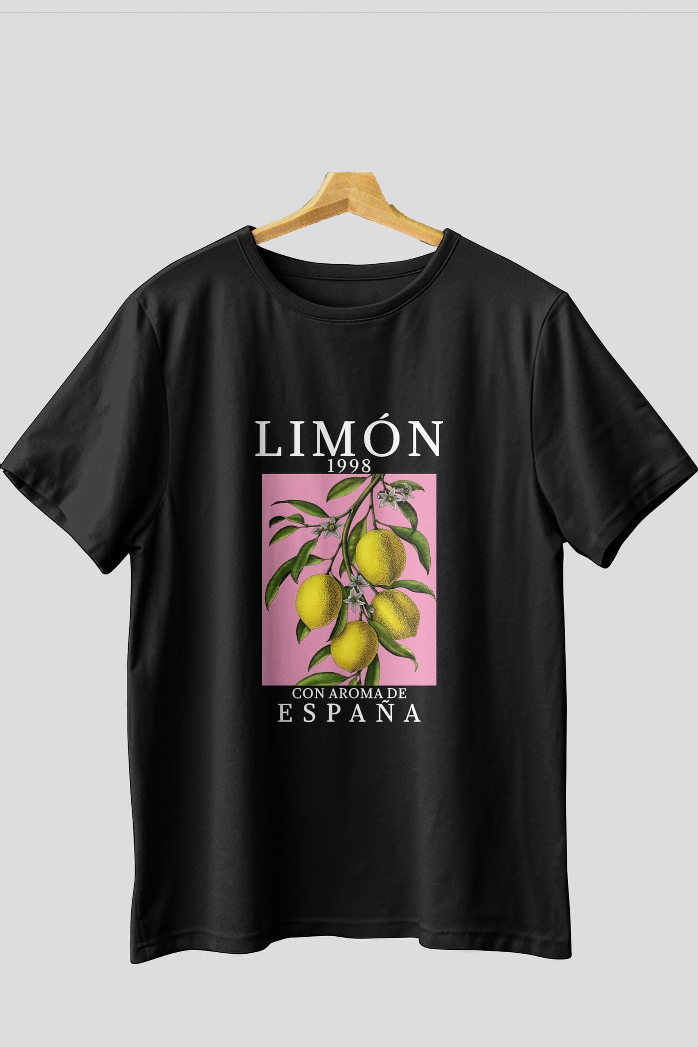 Limon Espana Ön Baskılı Oversize t-shirt Erkek Kadın Pamuk Bisiklet Yaka tişort