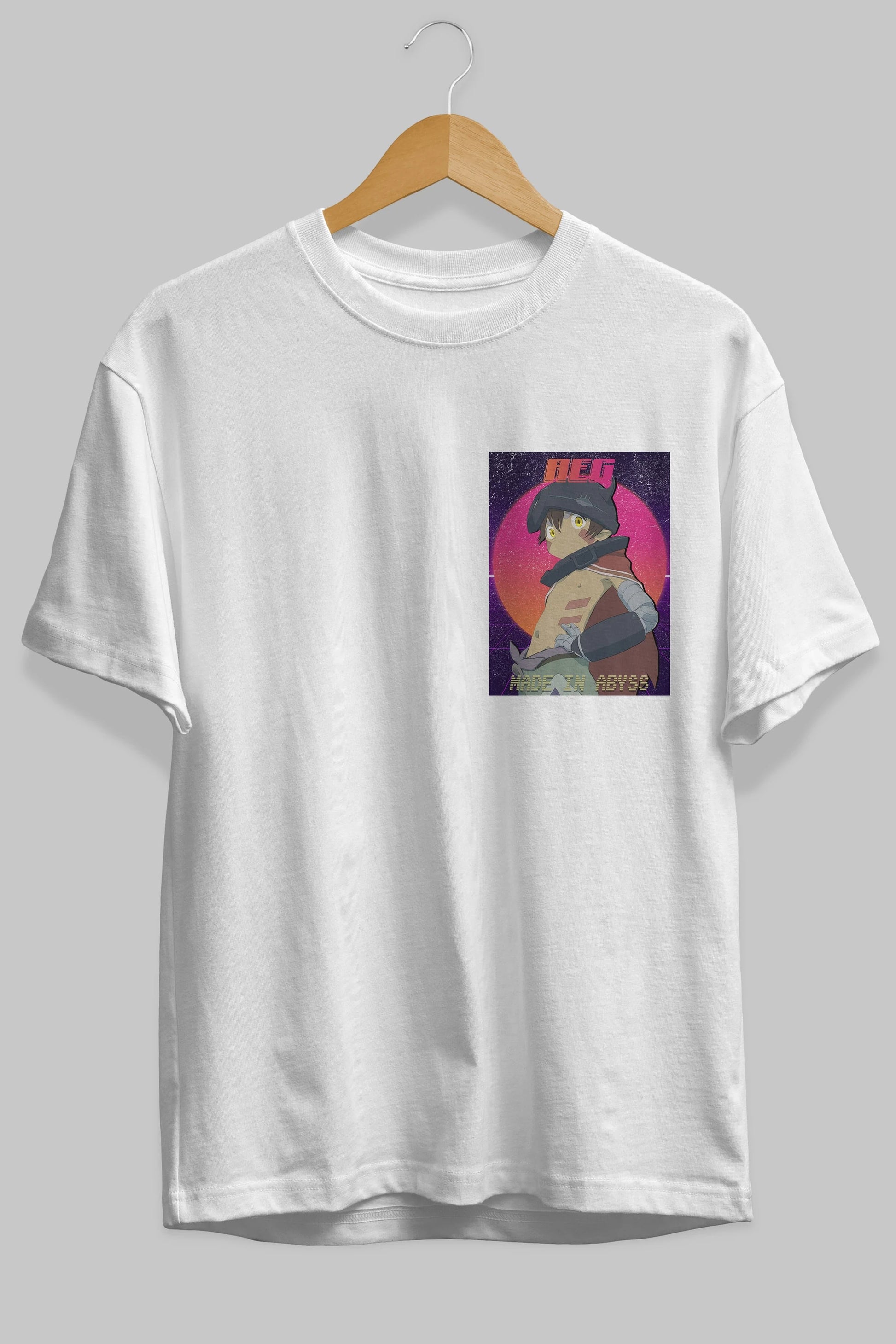 Reg 7 Ön Sol Baskılı Oversize t-shirt Erkek Kadın Unisex %100 Pamuk Bisiklet Yaka tişort