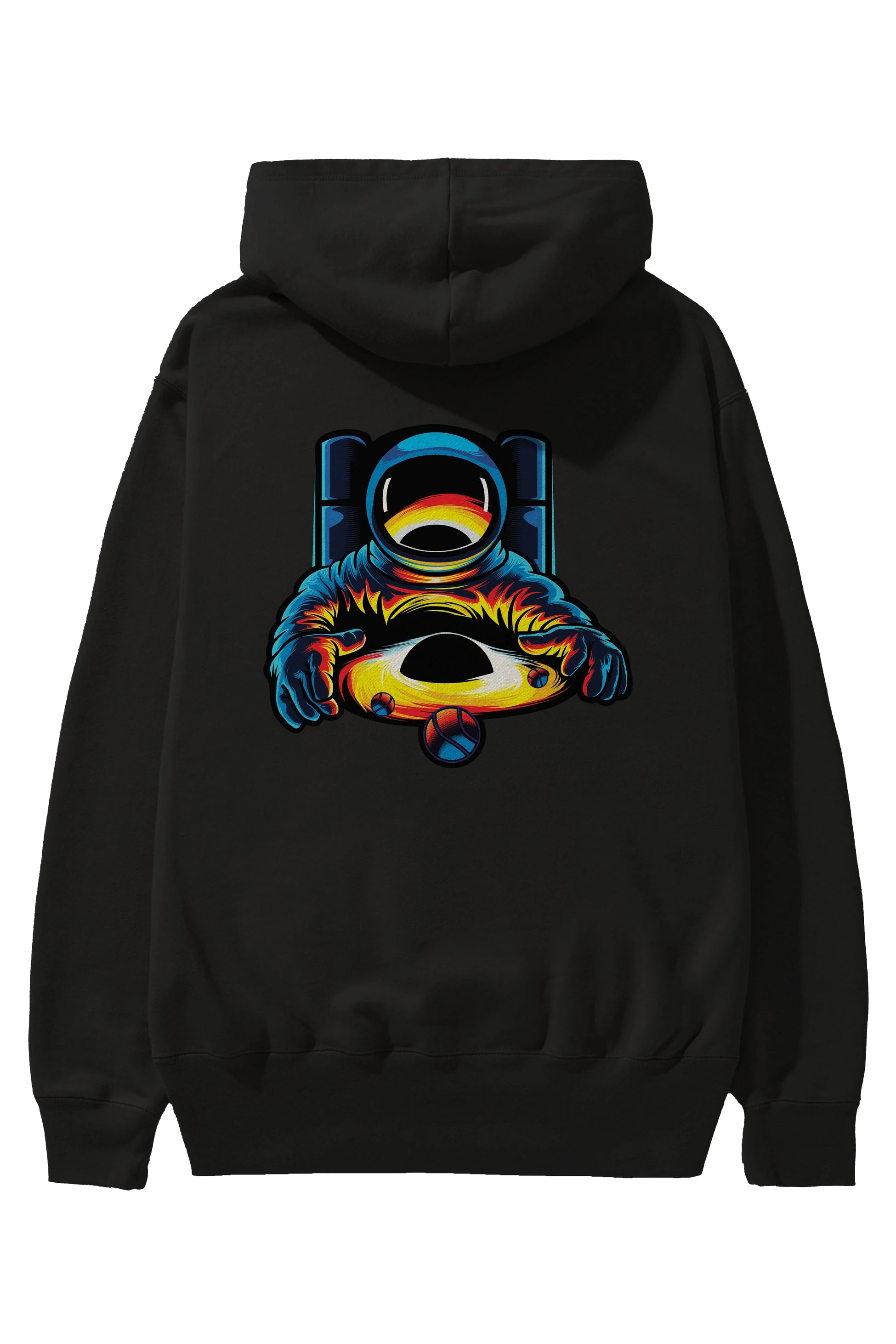 Astronaut & Black Hole Arka Baskılı Hoodie Oversize Kapüşonlu Sweatshirt Erkek Kadın Unisex
