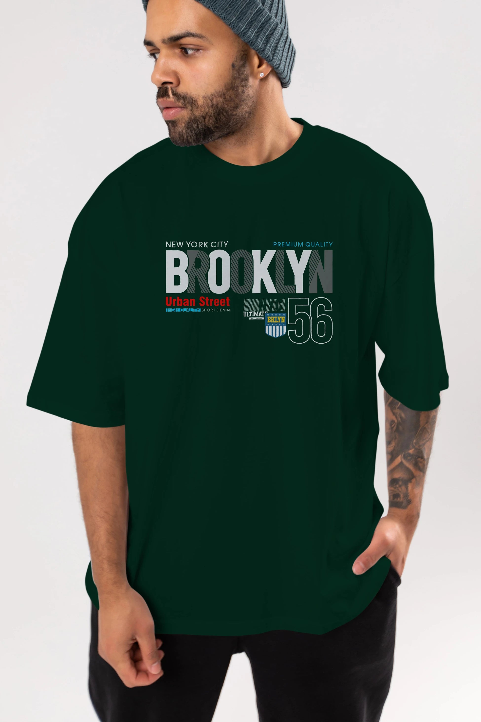 Brooklyn 56 Ön Baskılı Oversize t-shirt Erkek Kadın Unisex