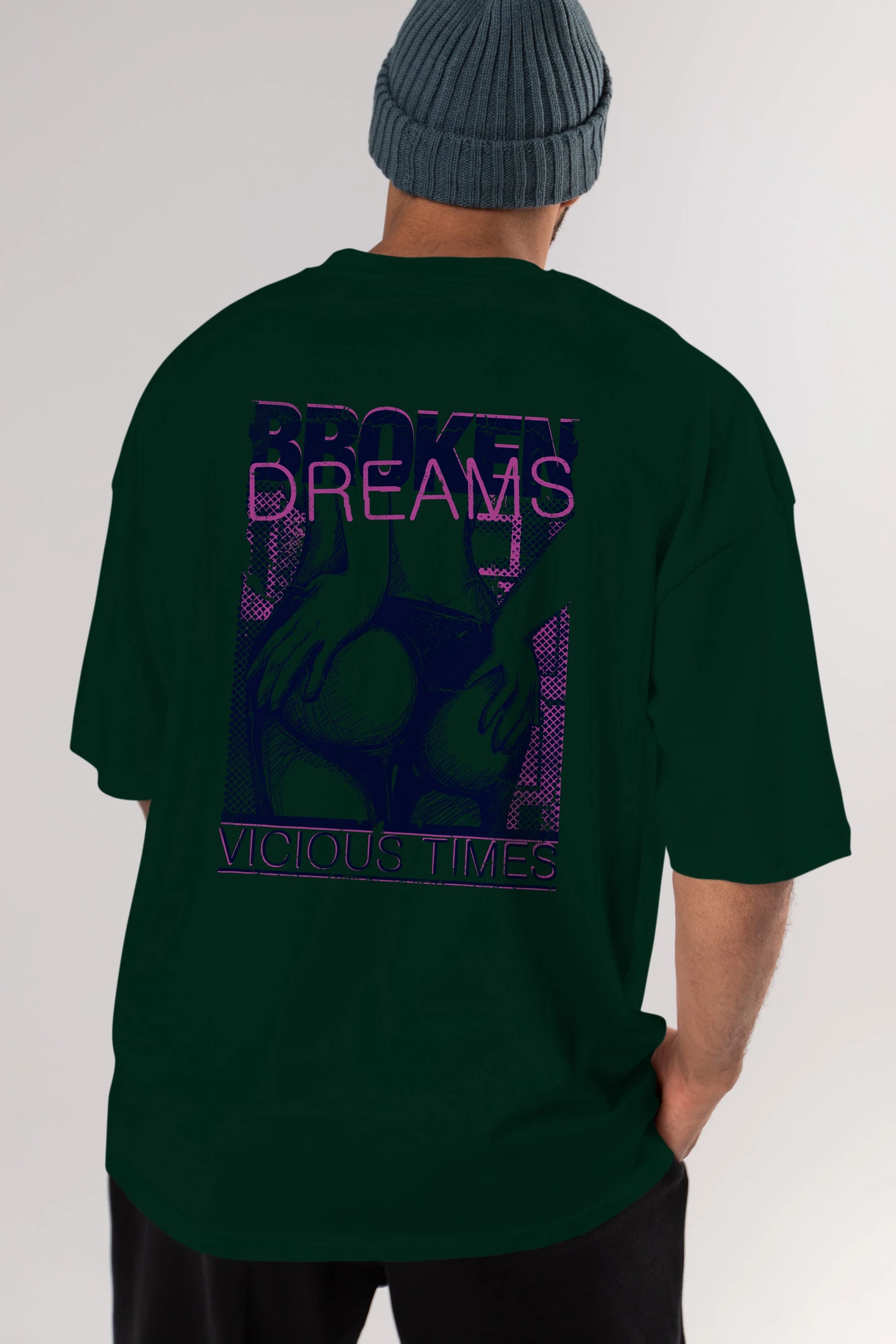 Broken Dreams Arka Baskılı Oversize t-shirt Erkek Kadın Unisex