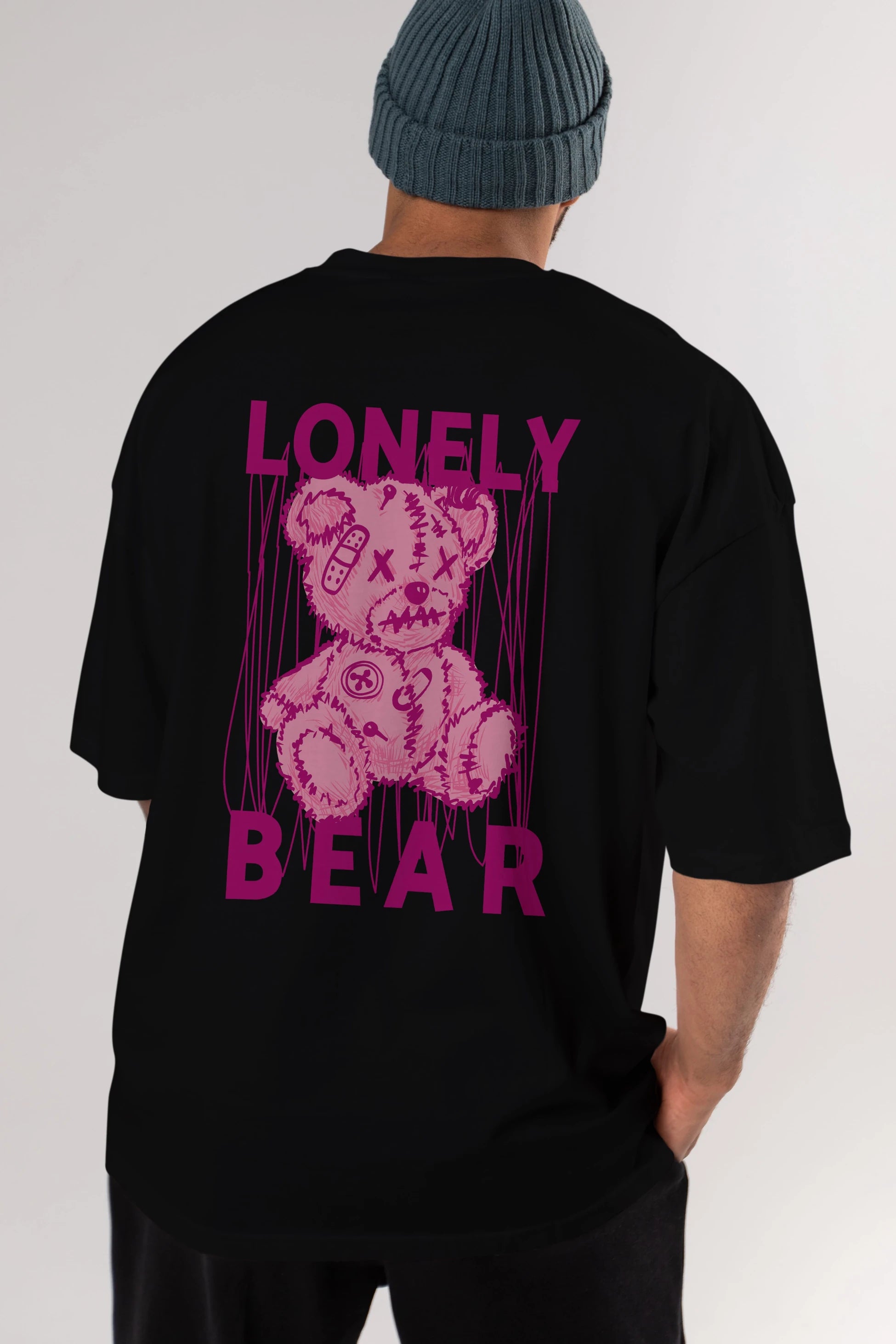 Lonely Bear Arka Baskılı Oversize t-shirt Erkek Kadın Unisex