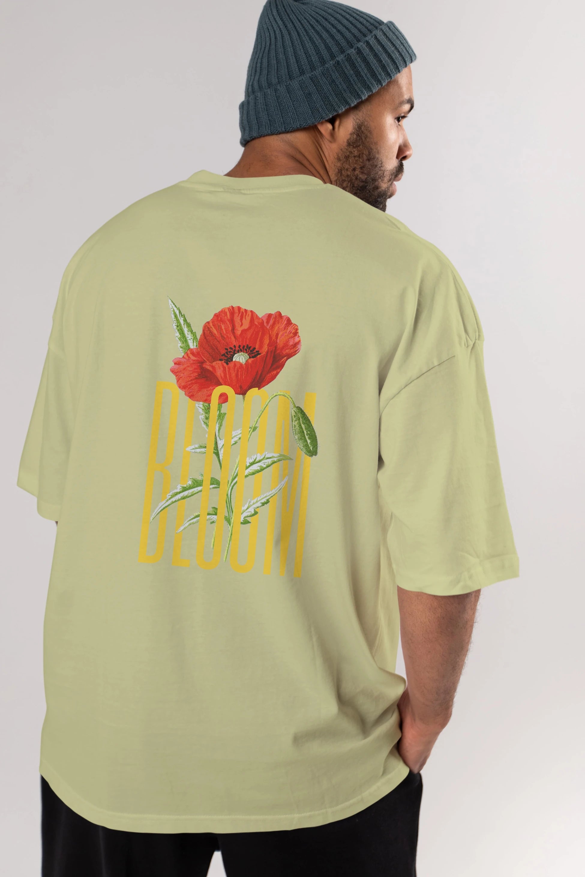 Bloom Flower Arka Baskılı Oversize t-shirt Erkek Kadın Unisex