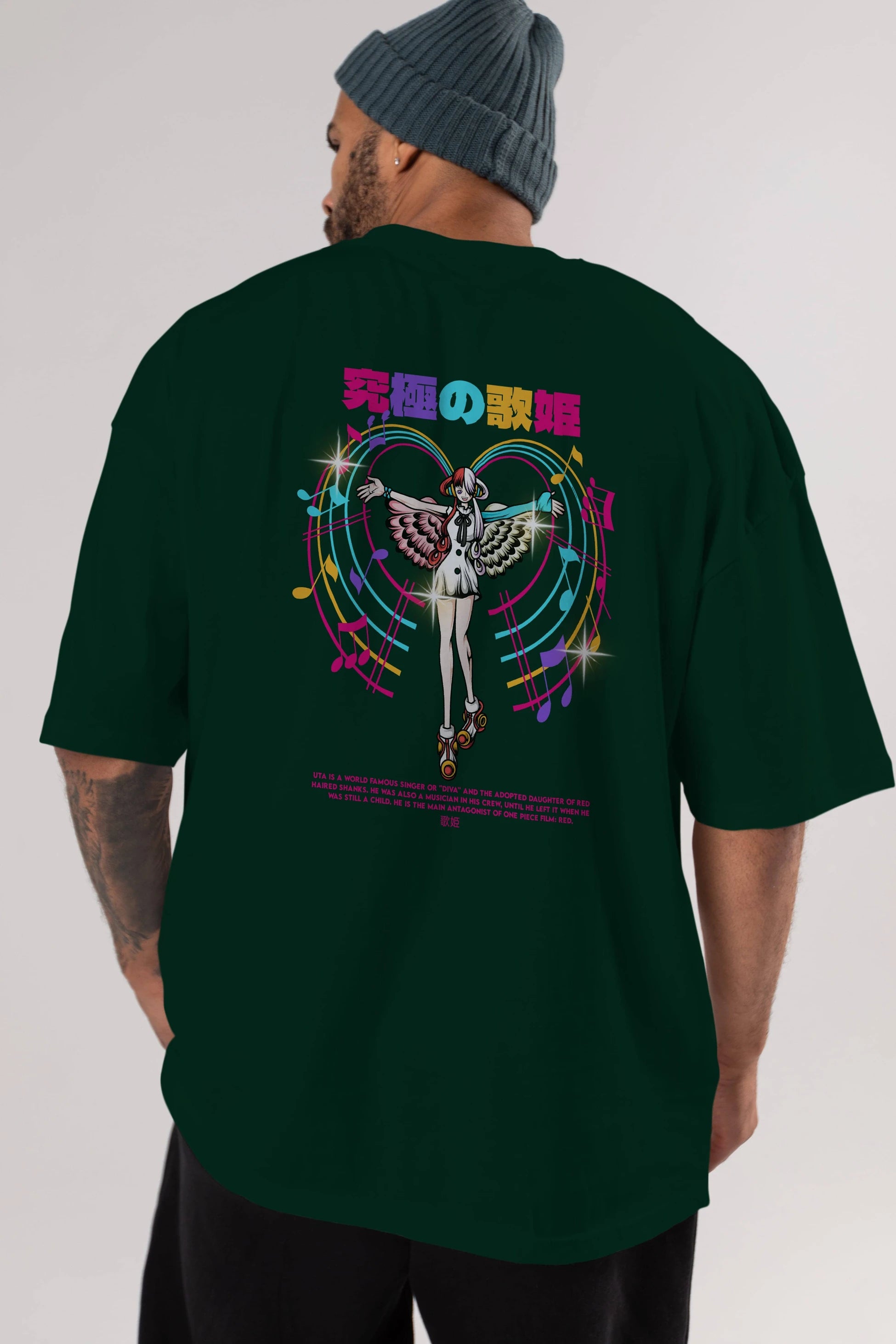 Uta Anime Arka Baskılı Oversize t-shirt Erkek Kadın Unisex