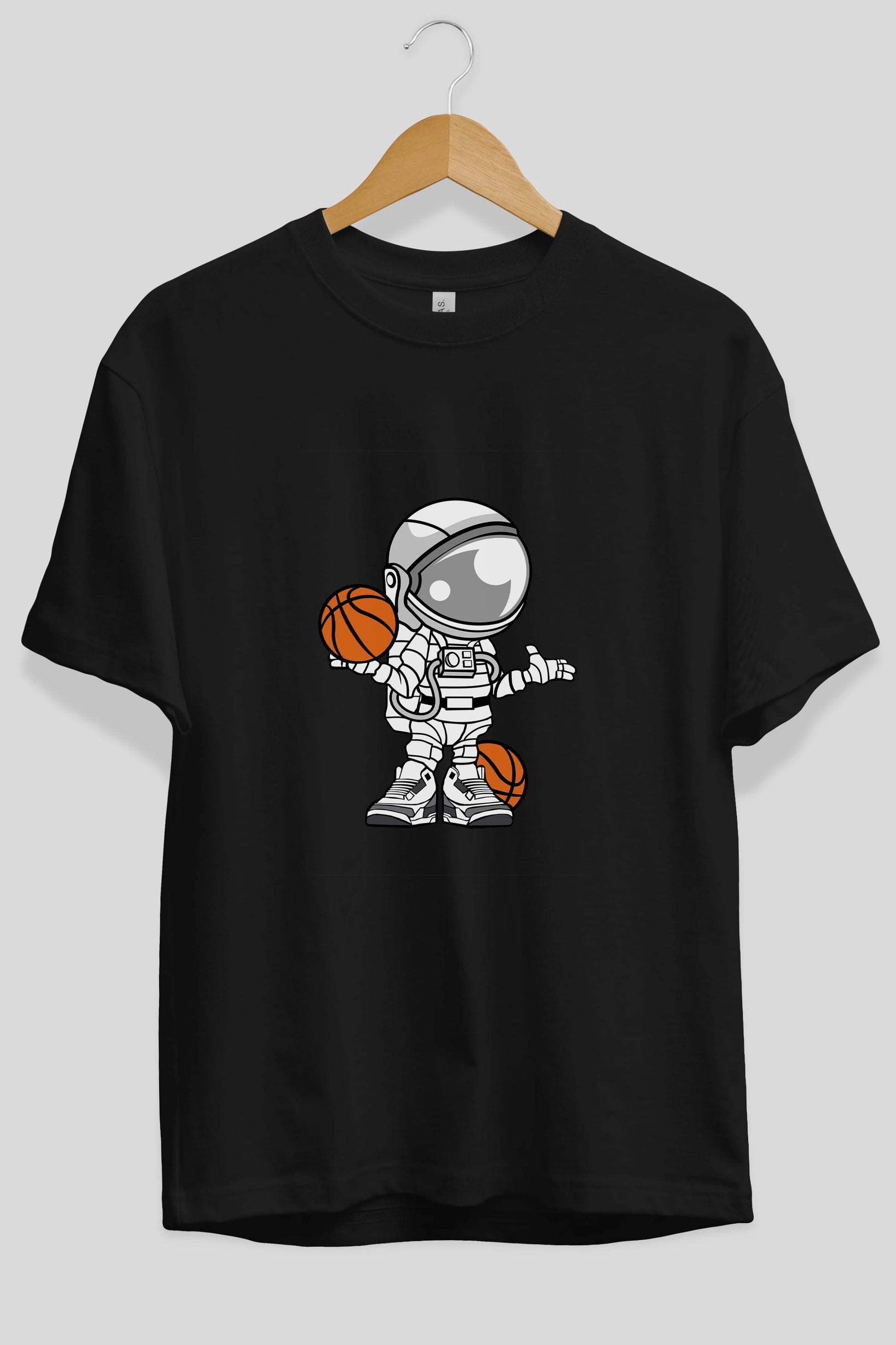 Astronaut Basketball Player Ön Baskılı Oversize t-shirt Erkek Kadın Unisex %100 Pamuk tişort